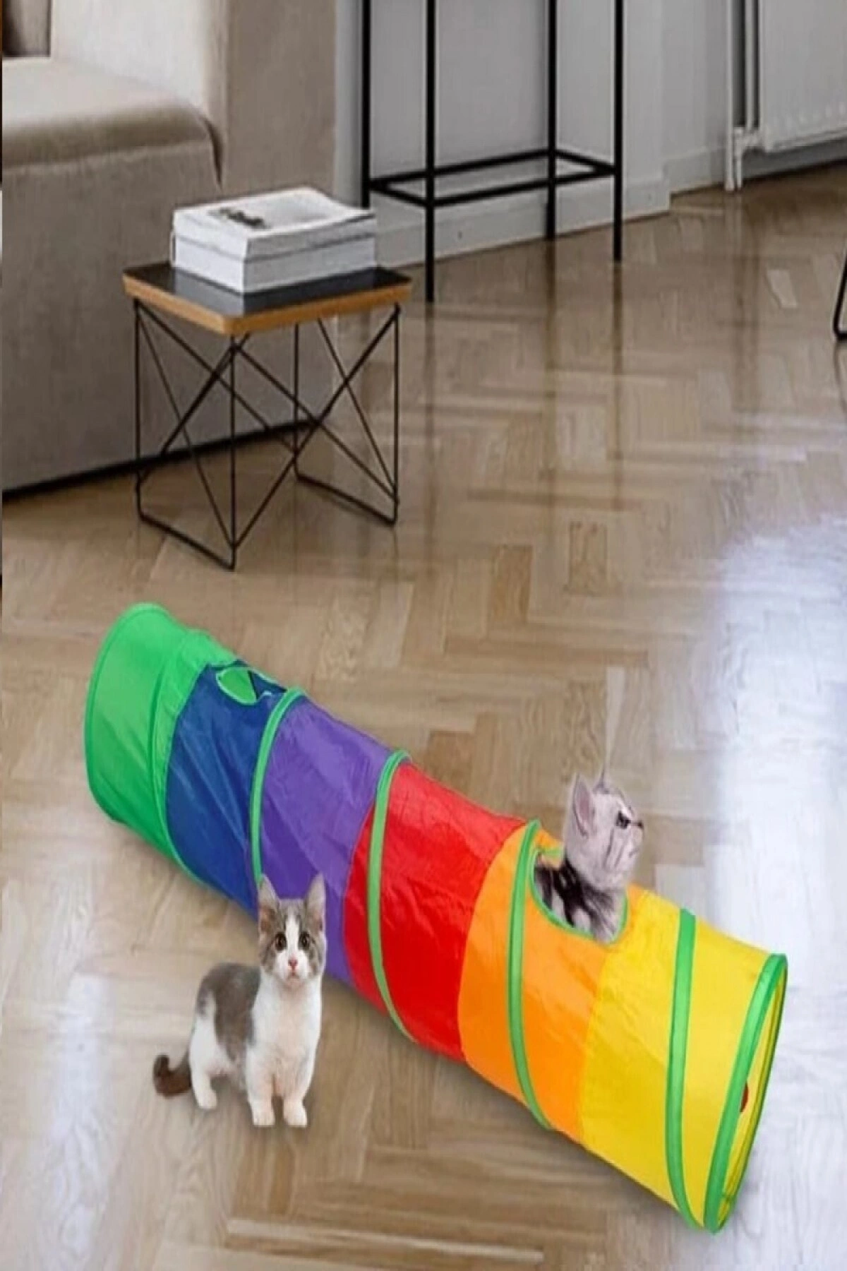 Düz Kedi Tüneli Katlanır Gökkuşağı Uzun Düz Kedi Köpek Oyun Tüneli Evcil Hayvan Oyun Tüneli 1 Adet