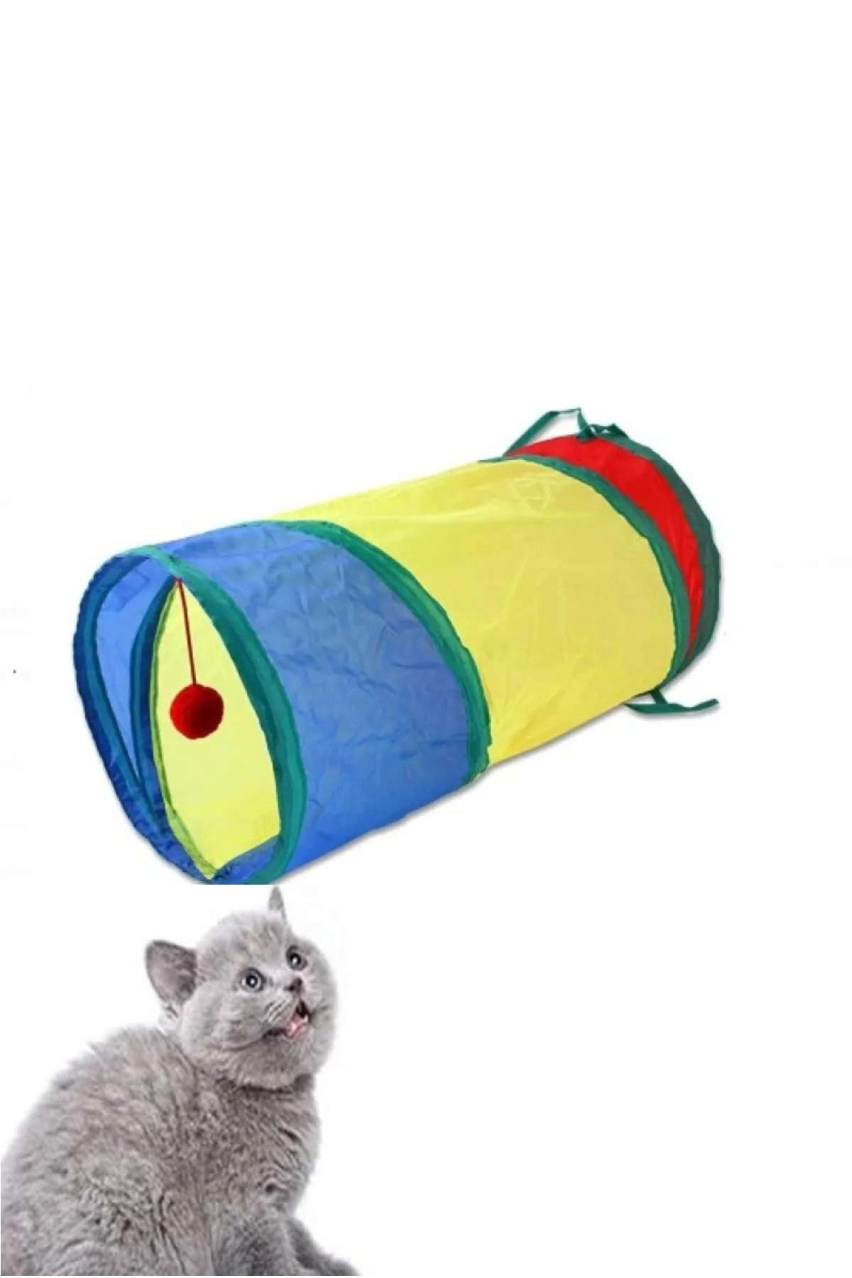 50 CM Düz Kedi Tüneli Katlanır Gökkuşağı Uzun Düz Kedi Köpek Oyun Tüneli