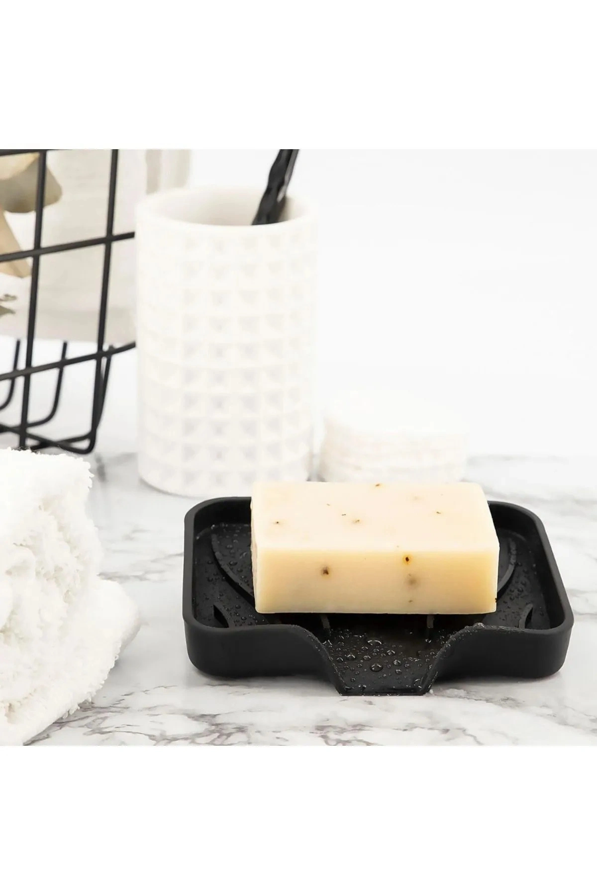 Silikon Mutfak, Banyo Su Giderli Vantuzlu Esnek Sabunluk  GRİ Renk