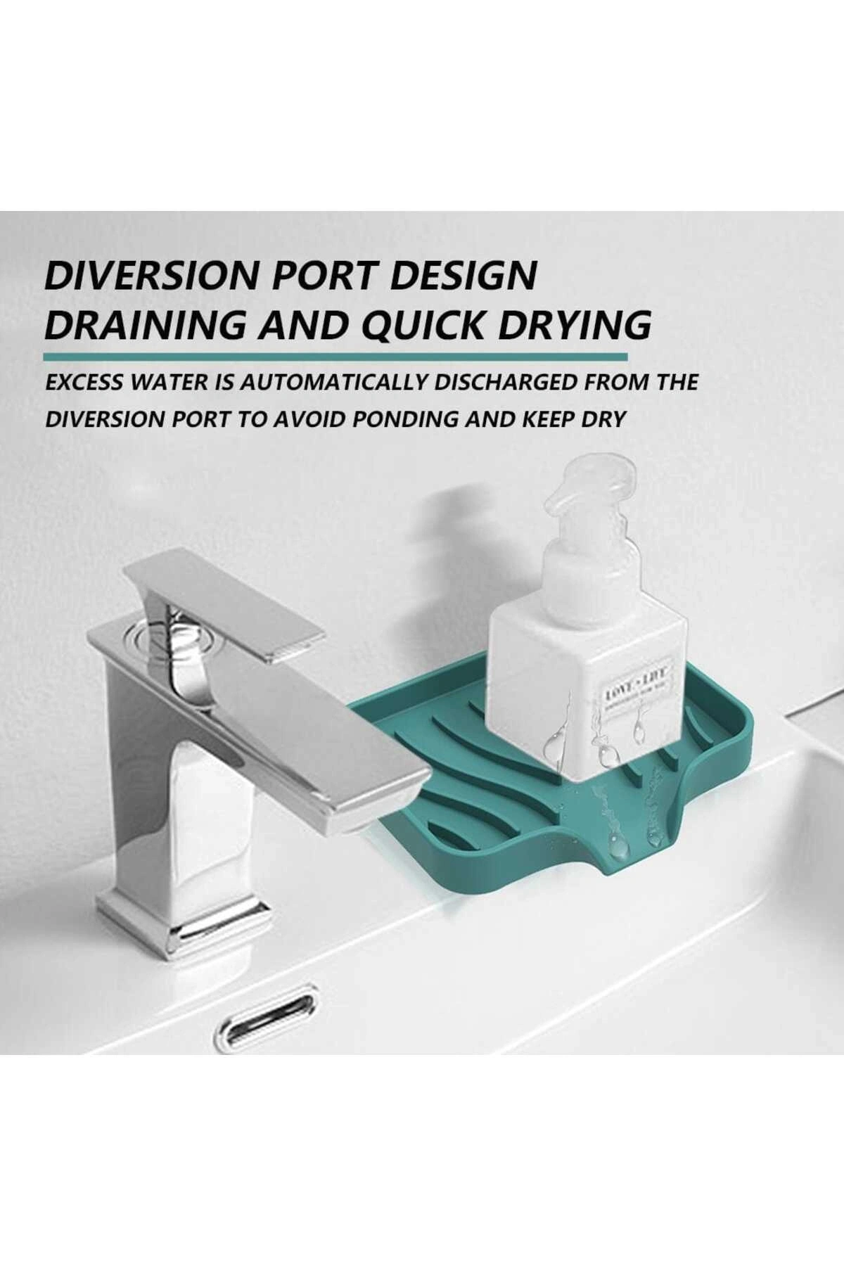 Silikon Mutfak, Banyo Su Giderli Vantuzlu Esnek Sabunluk SİYAH Renk