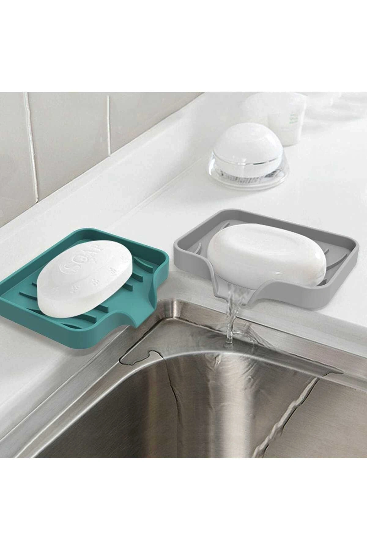 Silikon Mutfak, Banyo Su Giderli Vantuzlu Esnek Sabunluk Bordo Renk