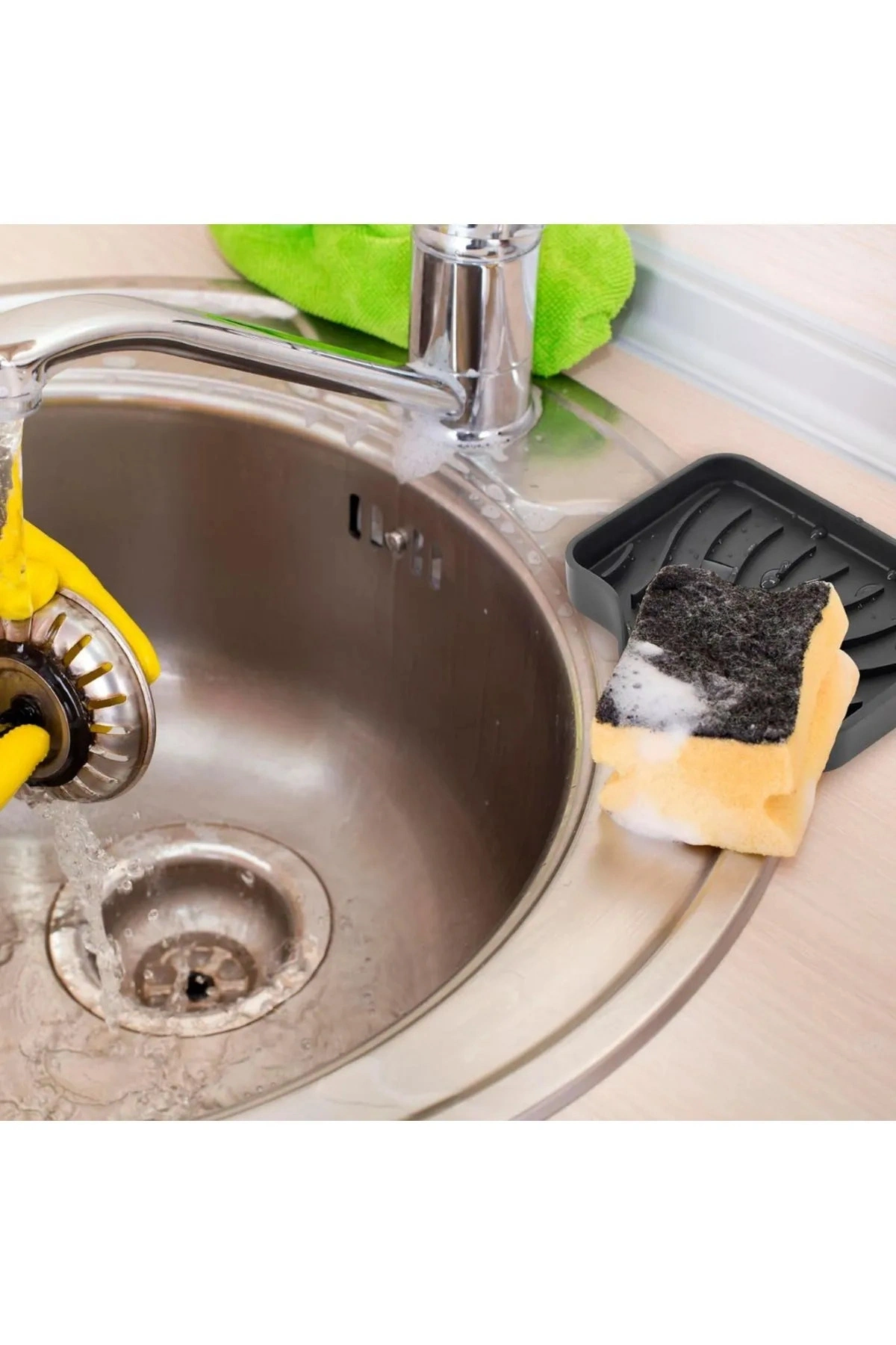 Silikon Mutfak, Banyo Su Giderli Vantuzlu Esnek Sabunluk Bordo Renk