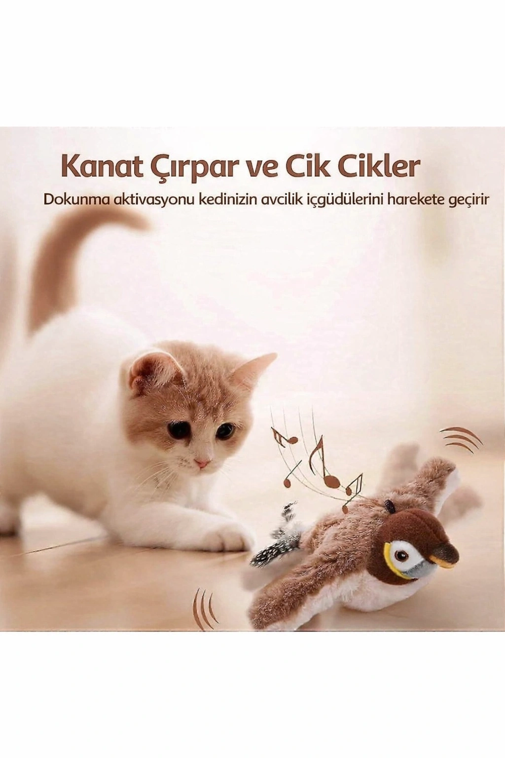 TİNEKE Şarjlı Titreşimli Hareketli Kedi Oyuncağı Uçan Kuş Oyuncak