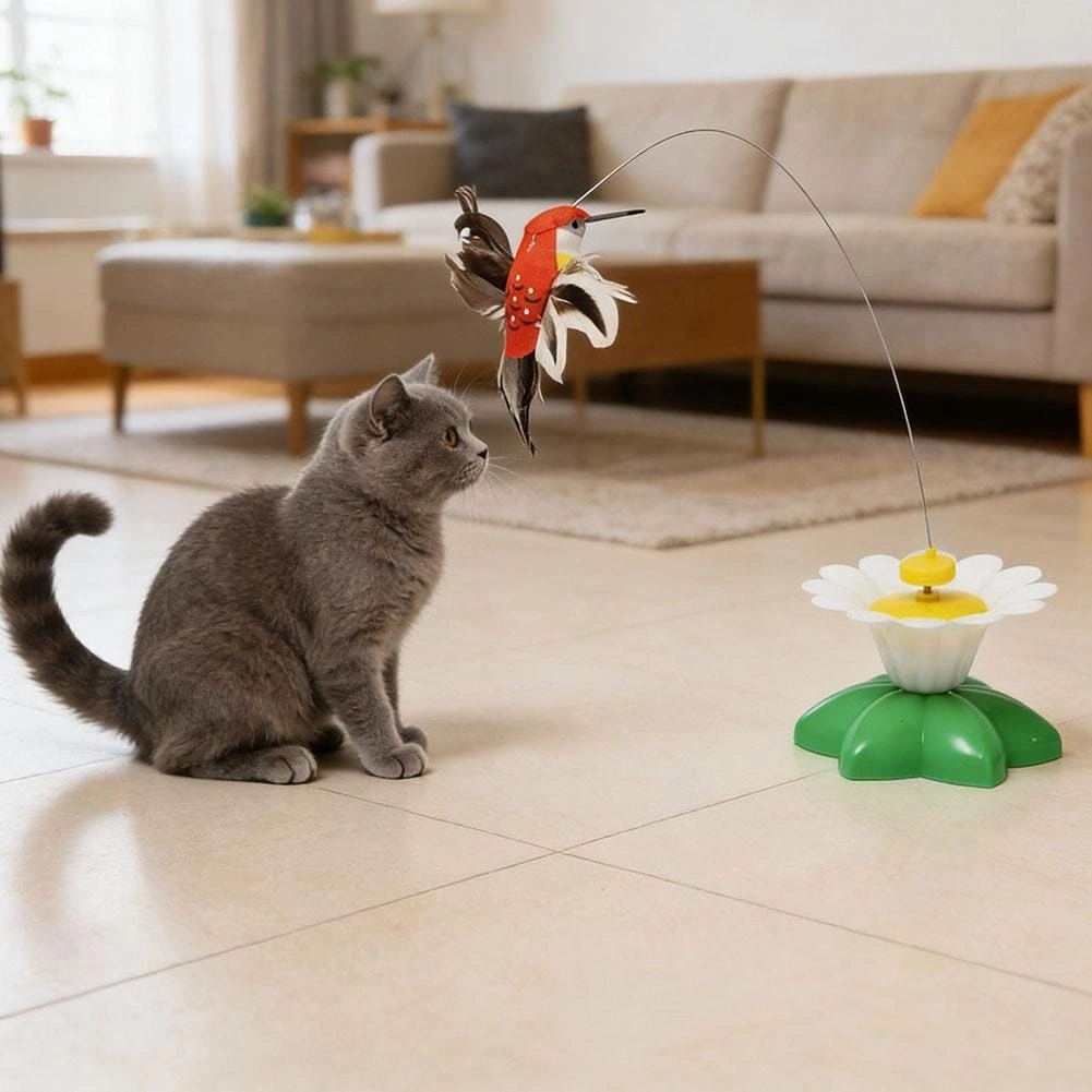 TİNEKE Hareketli Dönen Kuş Kedi Oyuncağı ( Pille Çalışır)