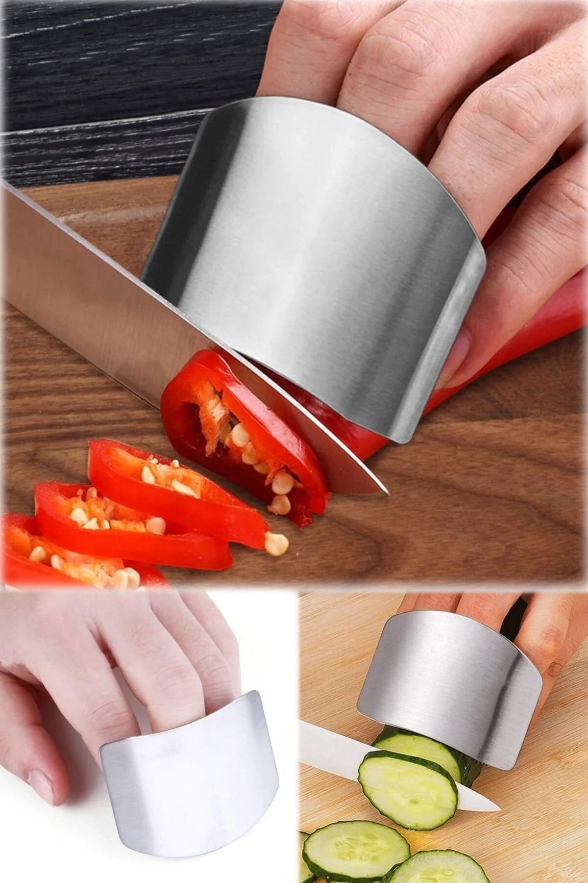 TİNEKE 2li Metal Parmak Koruyucu Hızlı ve Güvenli Kesme Paslanmaz Çelik Koruyucu Aparatı