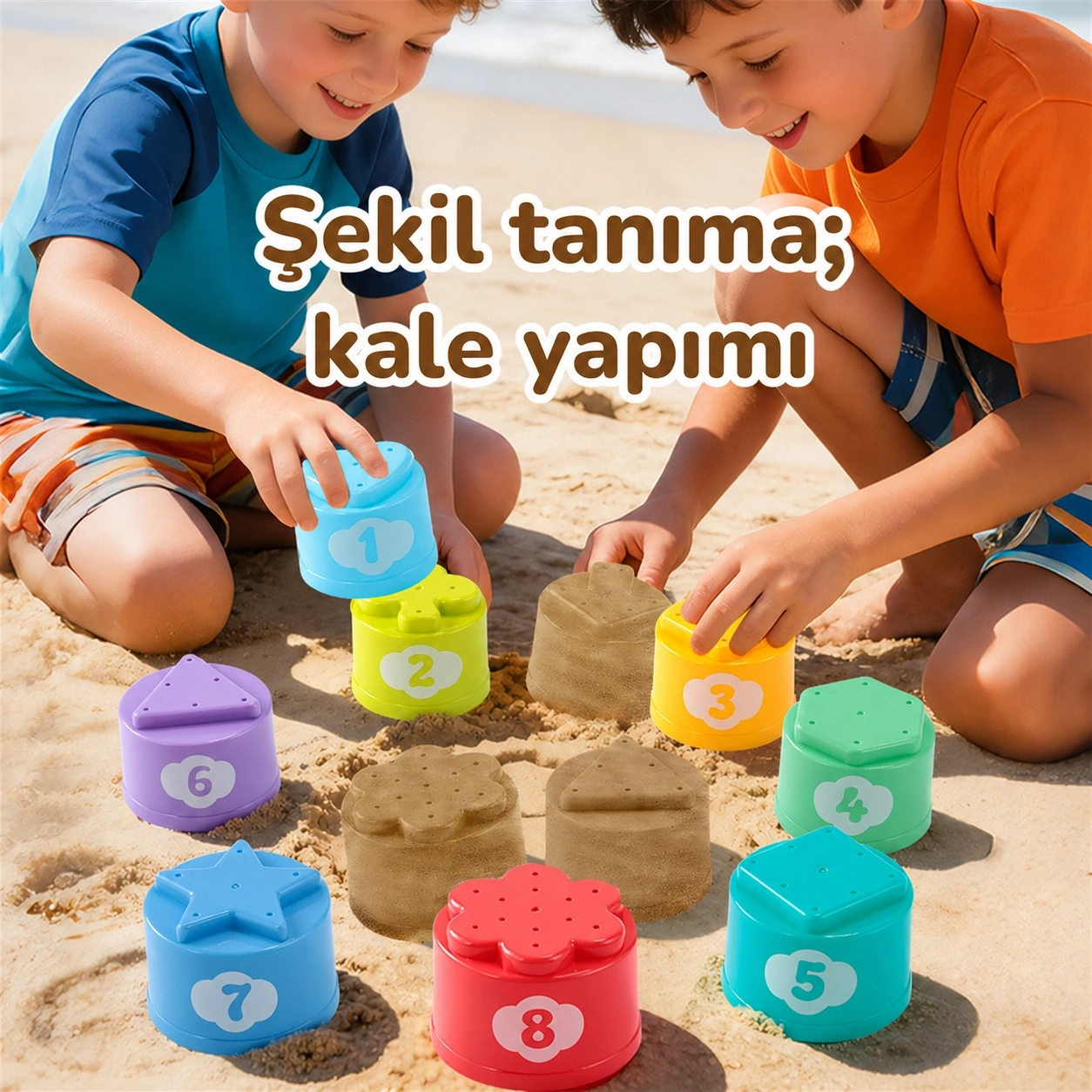 TİNEKE Bebekler İçin Harf İstiflenebilir Bardak Oyuncağı 9 Parça Eğitici Denge ve Sıralama Oyunu