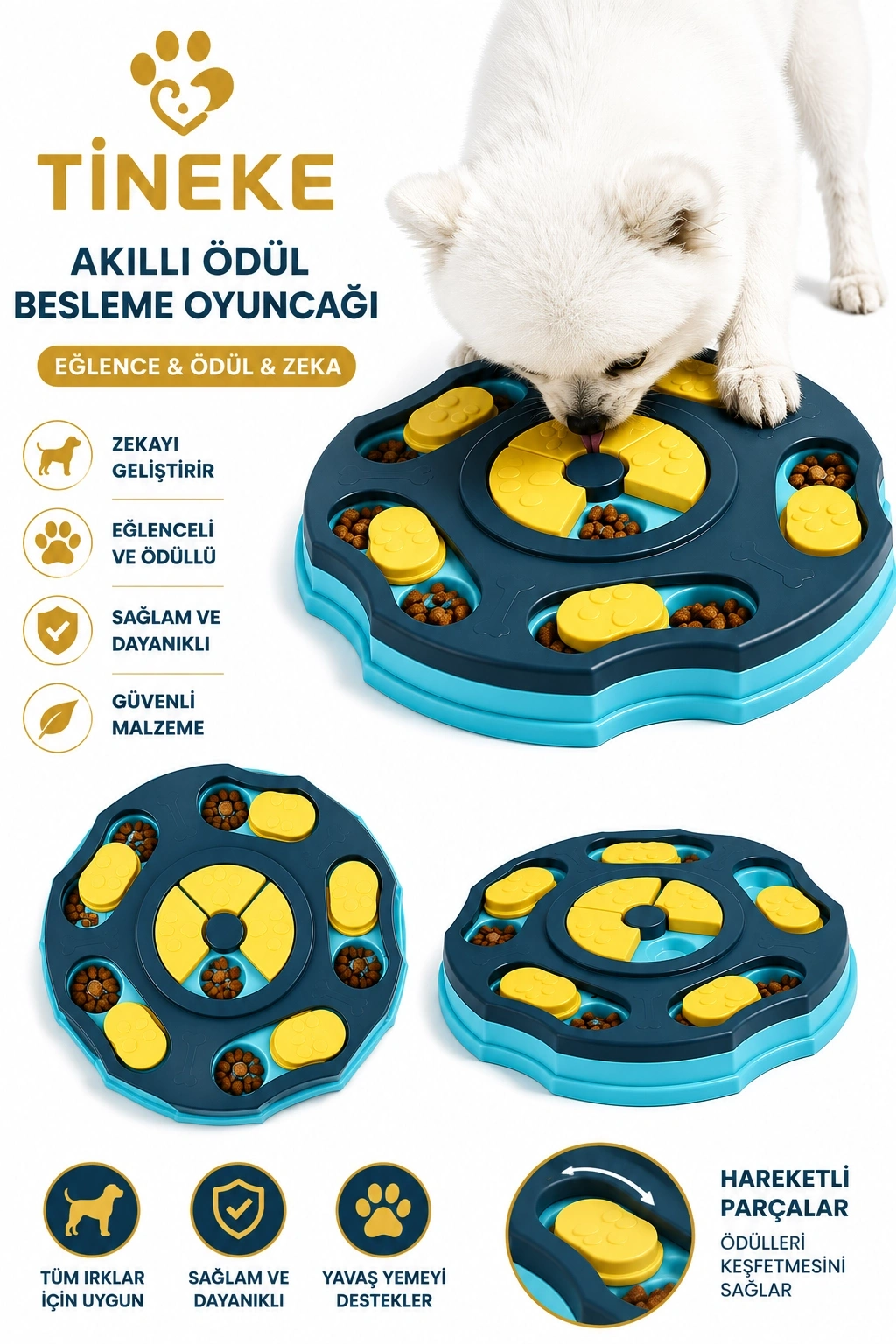 TİNEKE Orbit Köpek Oyuncağı Mama Bulmaca Yavaş Besleyici Köpek Gıda Dağıtıcı Yavaş Yeme mavi