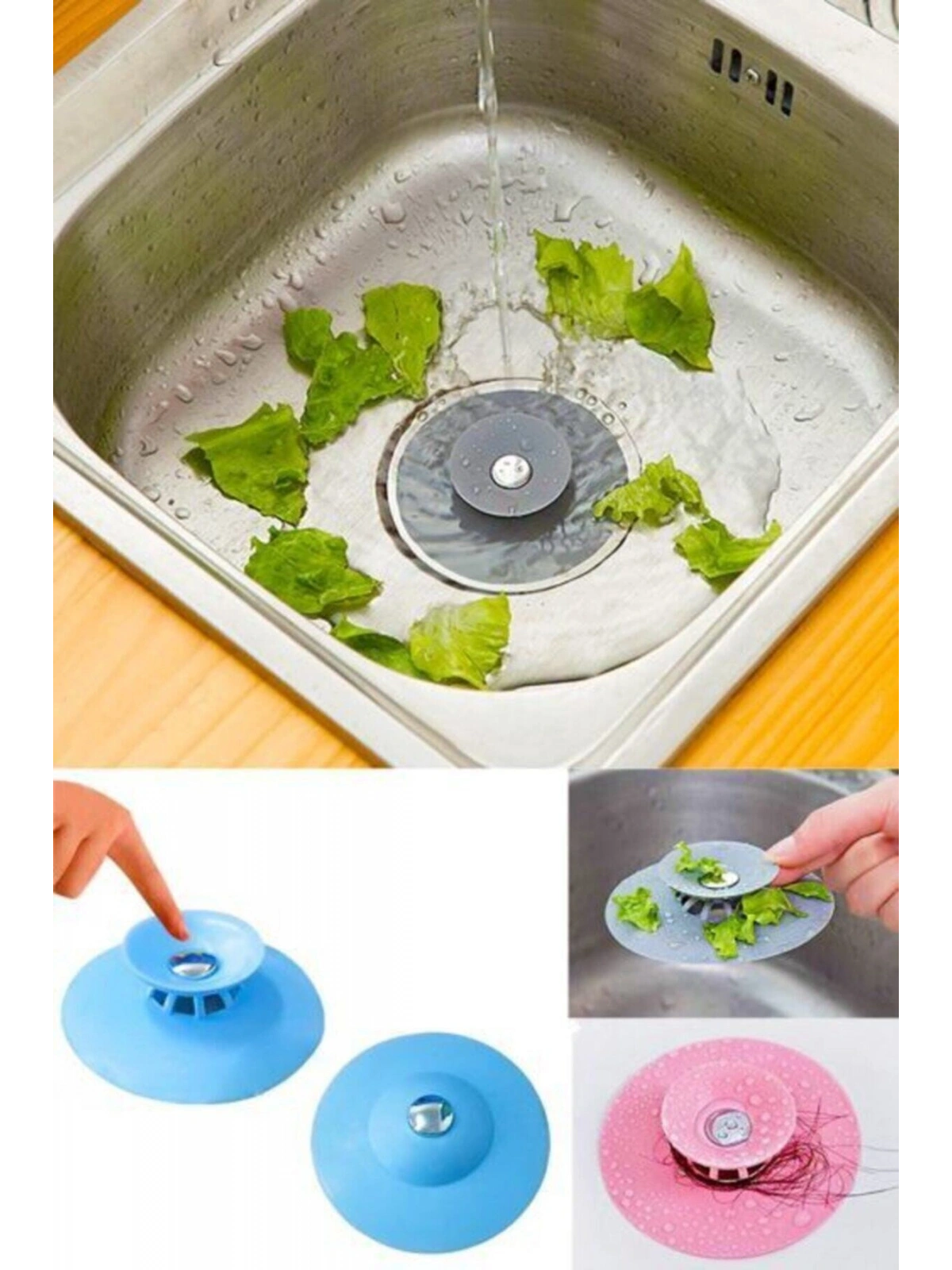 2 Kademeli Dokunmatik Lavabo Tıkacı Silikon Lavabo Gider Tıpası