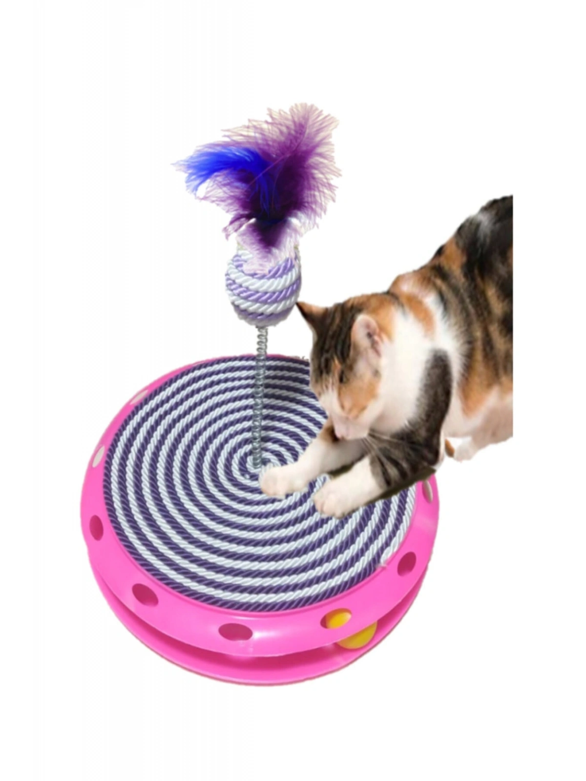 Tek Katlı Eğlenceli Kedi Oyuncağı Ve Tırmalama ( Mor Ve Beyaz ) - KD-143