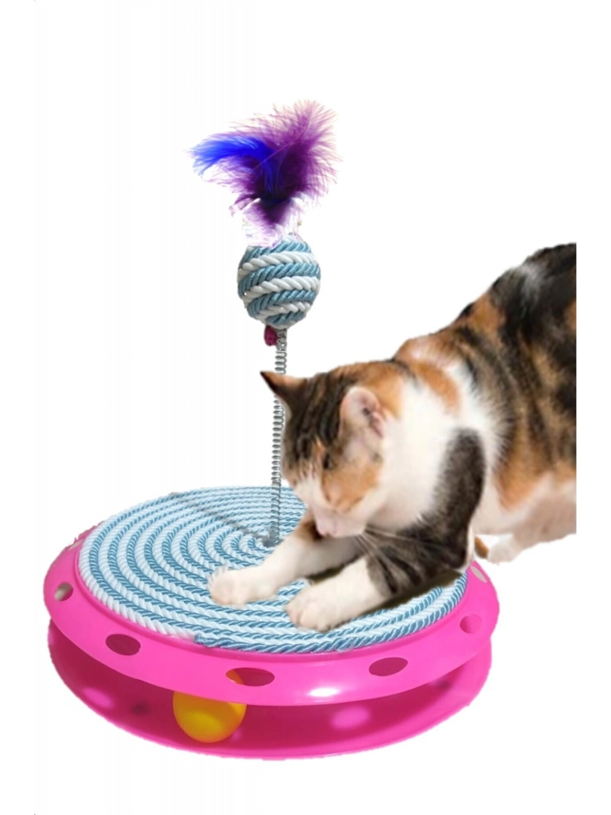 Tek Katlı Eğlenceli Kedi Oyuncağı Ve Tırmalama Turkuaz