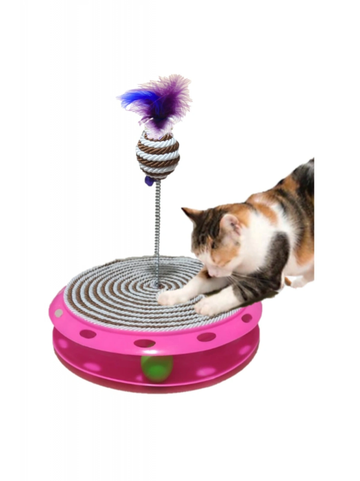 Tek Katlı Eğlenceli Kedi Oyuncağı Ve Tırmalama Kahverengi Ve Beyaz