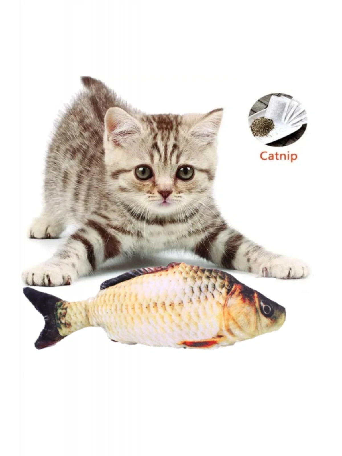 Peluş Kedi Oyuncağı Balık Kedi Nanesi Otlu Çıngıraklı Sazan 1 Adet