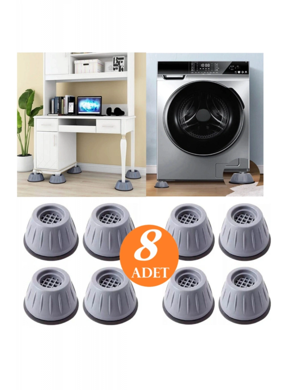 8 Adet Beyaz Eşya Altlığı Ayağı Çamaşır Bulaşık Makinası Buzdolabı Yükseltici Titreşim Önleyici