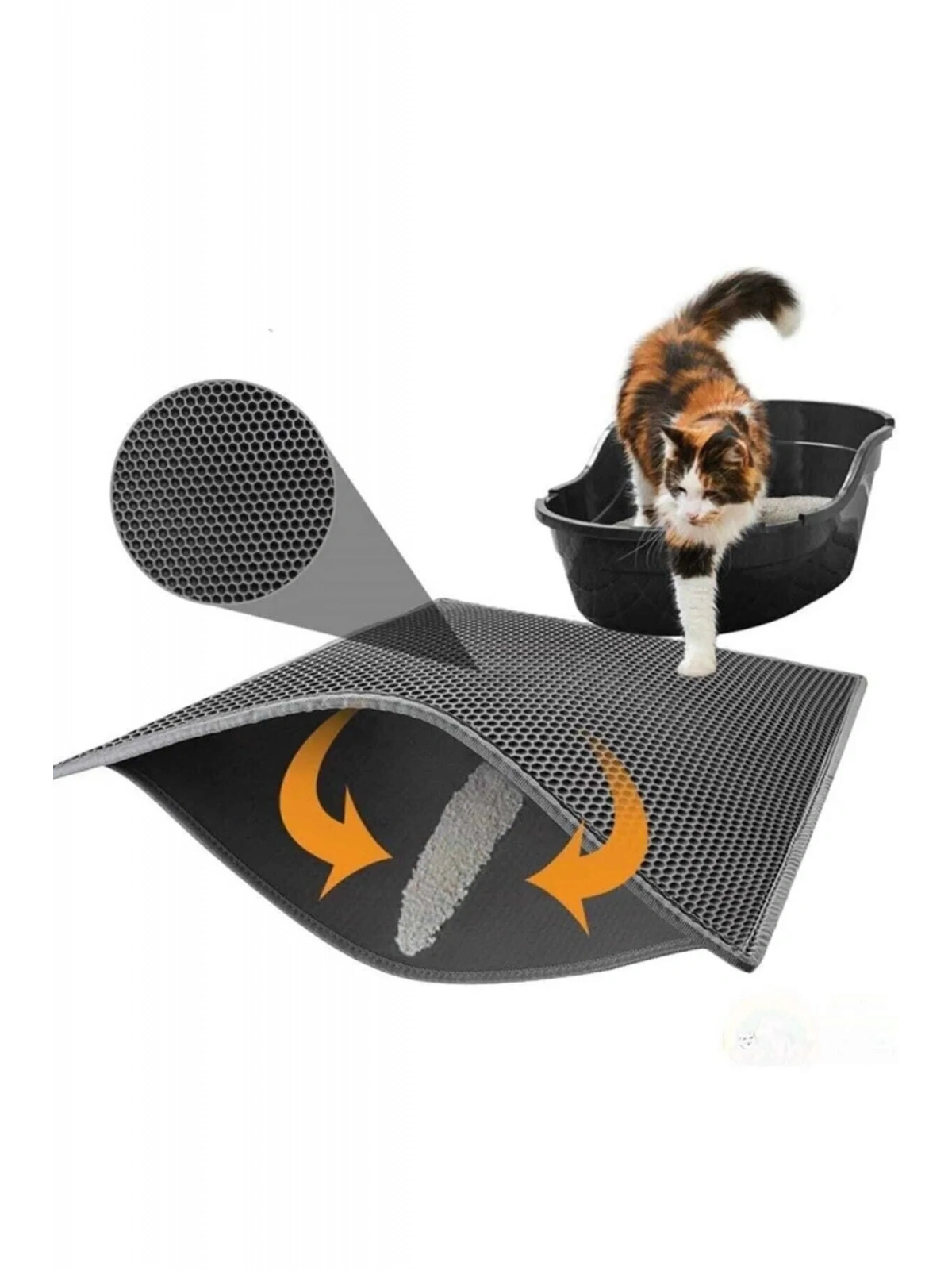 60x42 Cm Elekli Kedi Tuvalet Önü Paspası Kedi Paspası Siyah