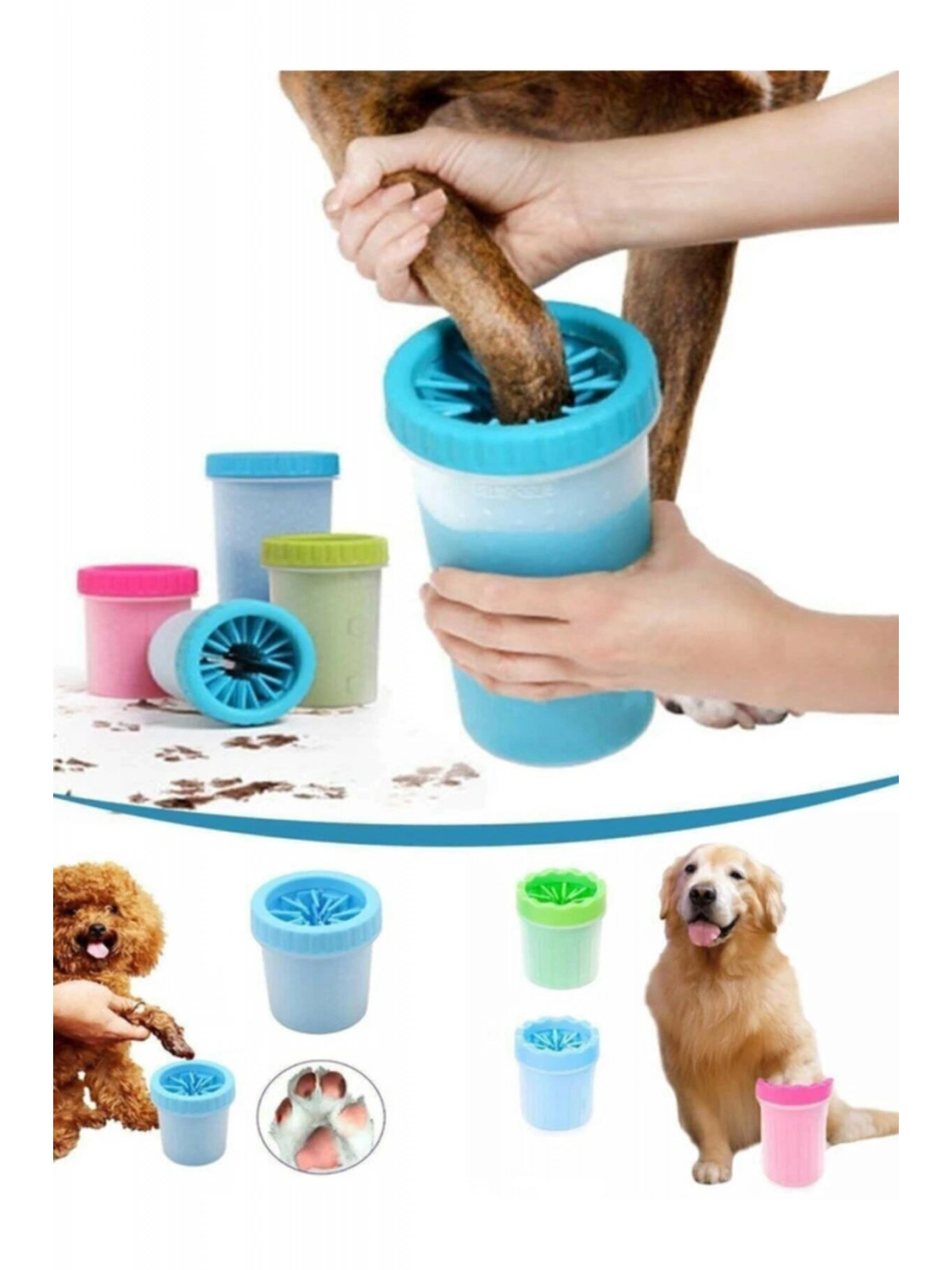 Köpek Ayak Pati Yıkama Ve Temizleme Aparatı -orta Boy 1 Adet 11 X9 Cm Mavi