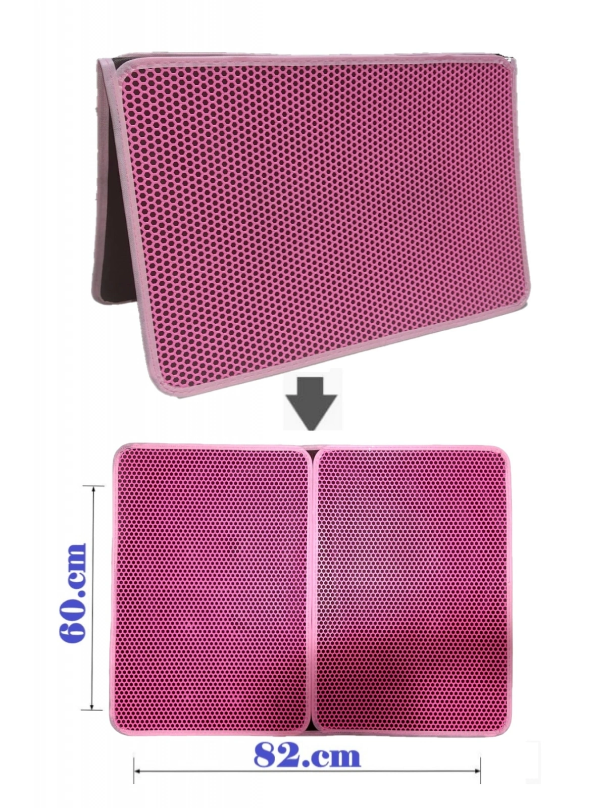 Büyük Boy Elekli Kedi Tuvalet Önü Paspası Katlanabilir 82 X 60 Cm Pembe