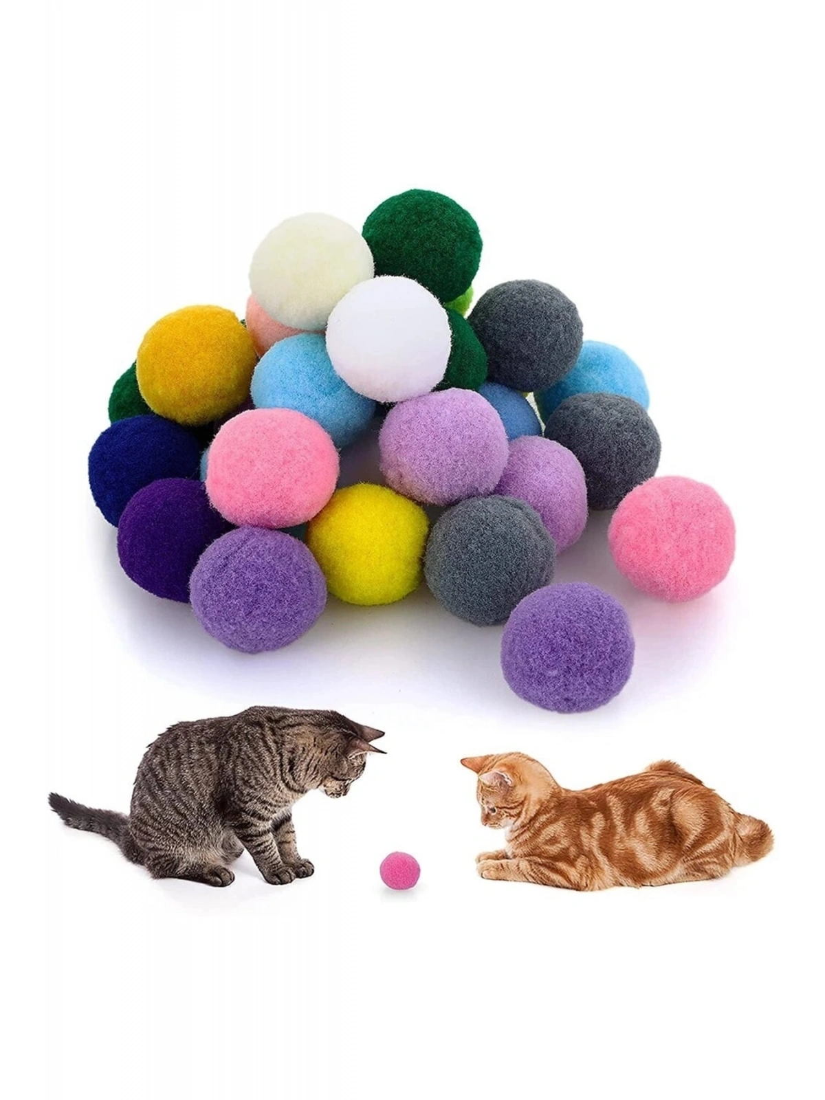 Renkli Ponponlar Kedi Oyuncağı (2,5 Cm 25 Adet )