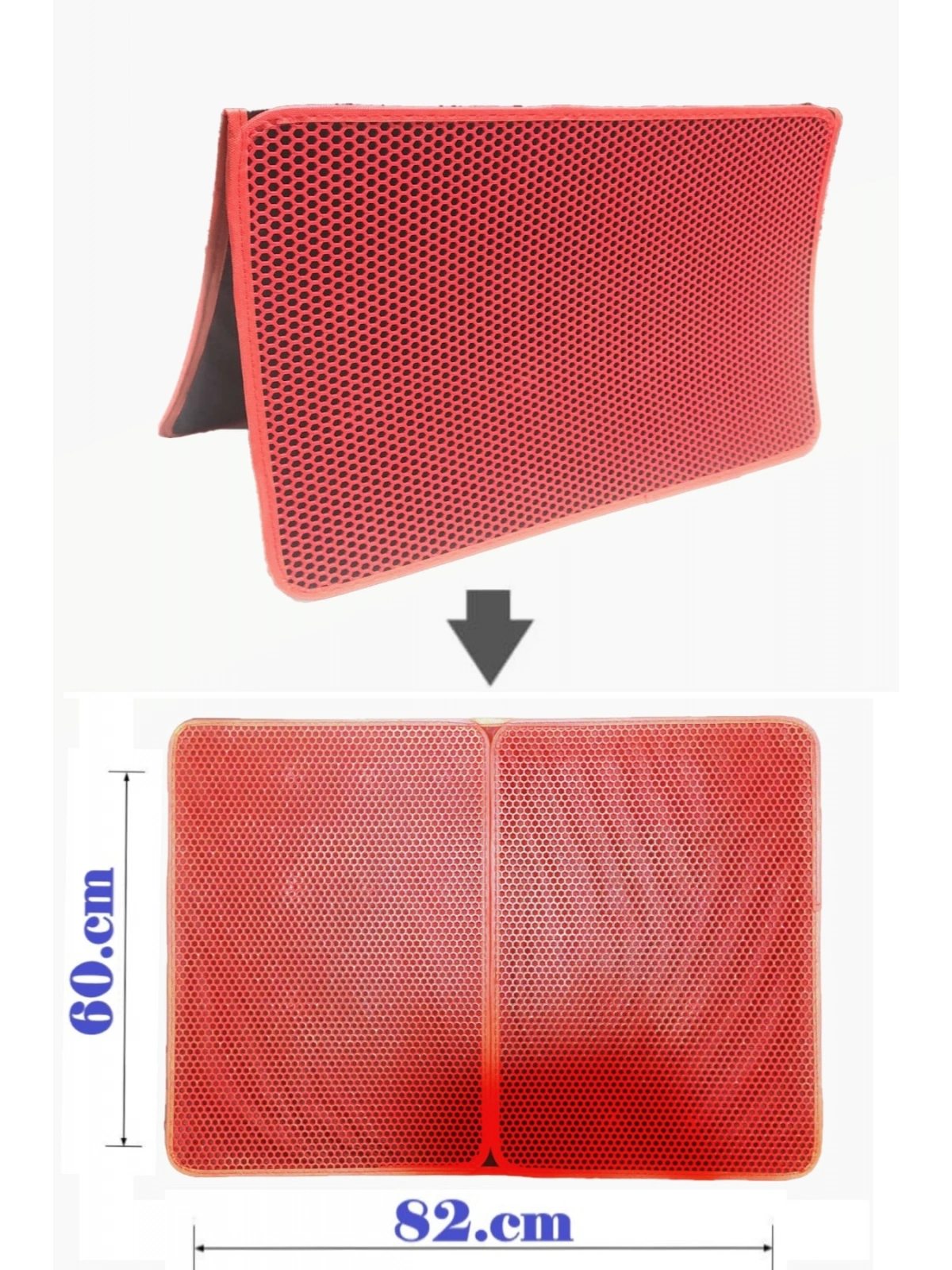 Büyük Boy Elekli Kedi Tuvalet Önü Paspası Katlanabilir 82 X 60 Cm Kırmızı