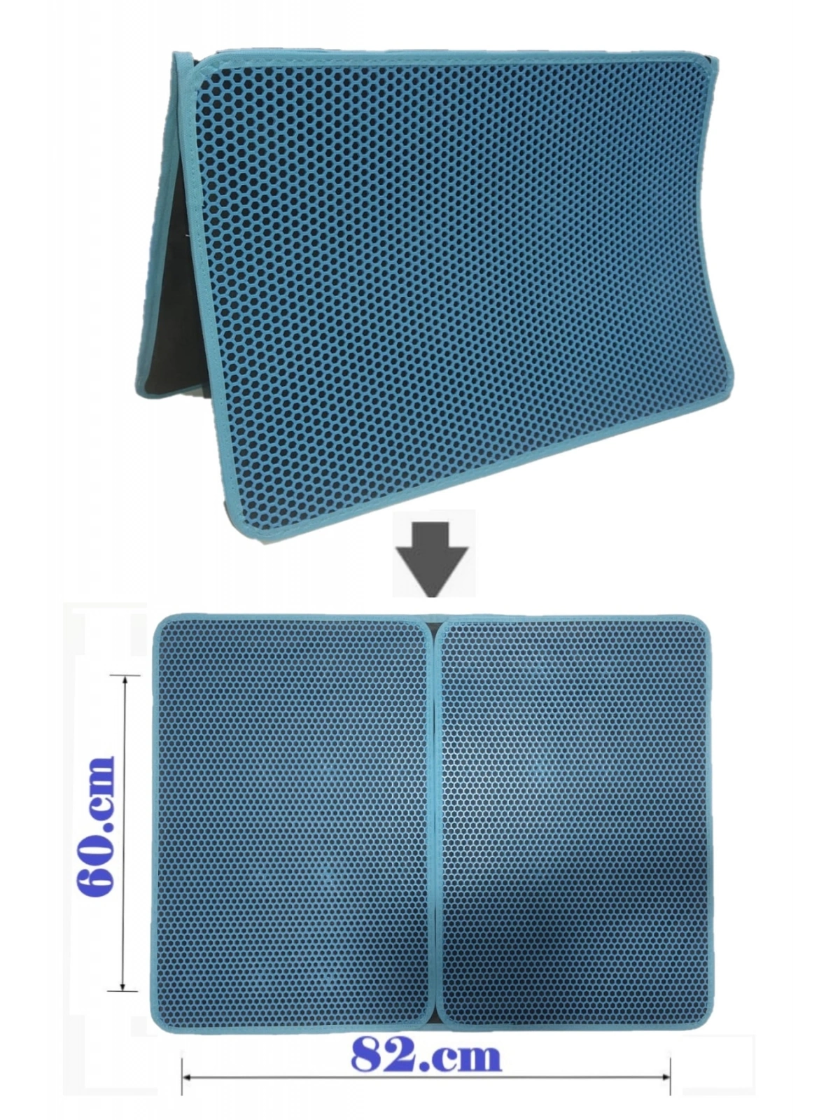 Büyük Boy Elekli Kedi Tuvalet Önü Paspası Katlanabilir 82 X 60 Cm Turkuaz