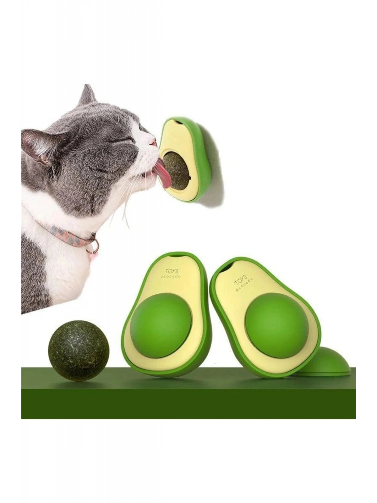 Avokado Doğal Catnipli Yenilebilir Kedi Nanesi Otu Oyun Topu Oyuncağı Kedi Yalama Topu 1 Adet