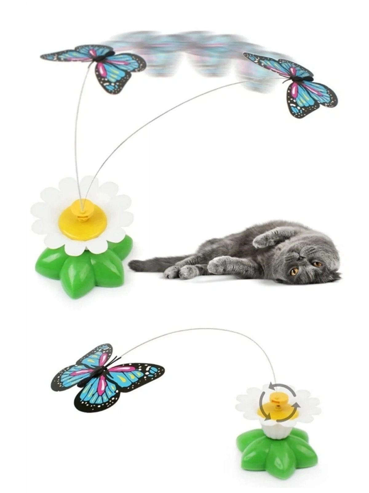 Hareketli Dönen Kelebek - Kedi Oyuncağı ( Pille Çalışır)