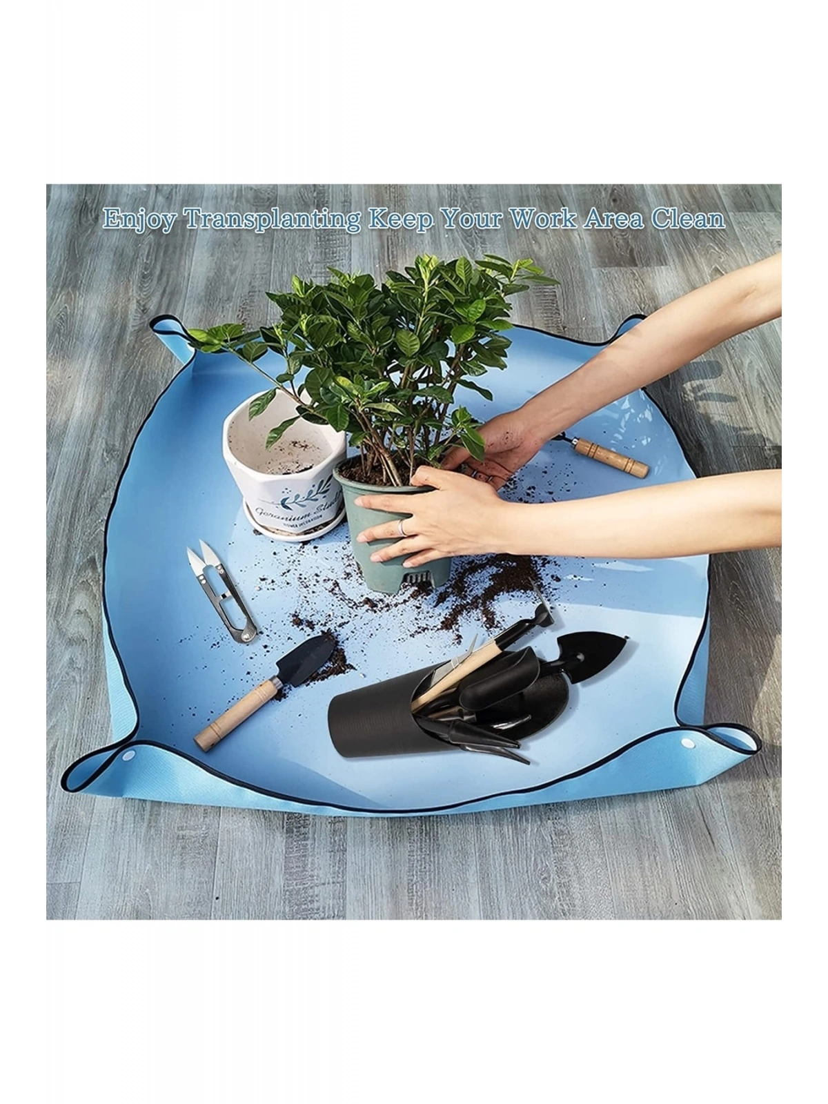 Çiçek Saksı Toprağı Toprak Aktarımı Için Su Geçirmez Ped 50x50 Cm 1 Adet Mavi Küçük Boy