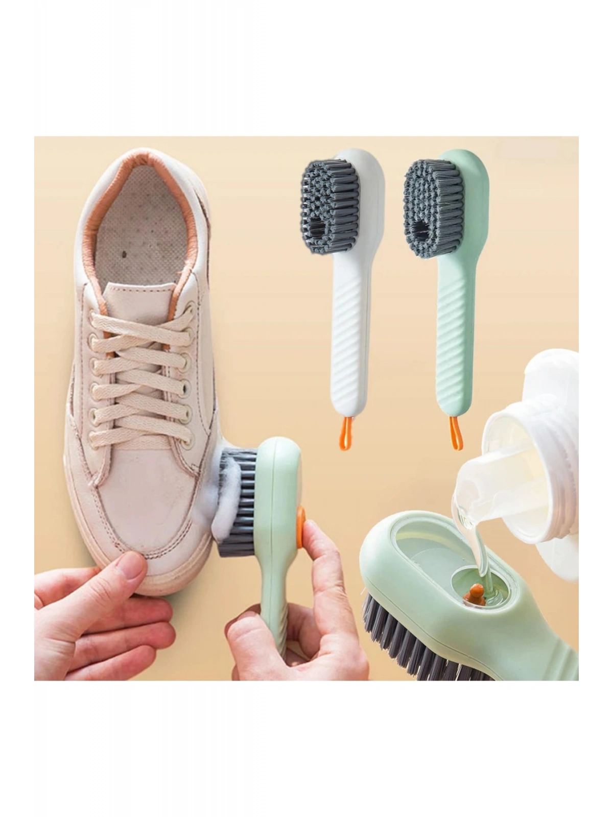 Çok Amaçlı Deterjan Hazneli Pratik El Temizlik Fırçası | Ayakkabı Bot Temizleme Yıkama Fırçası
