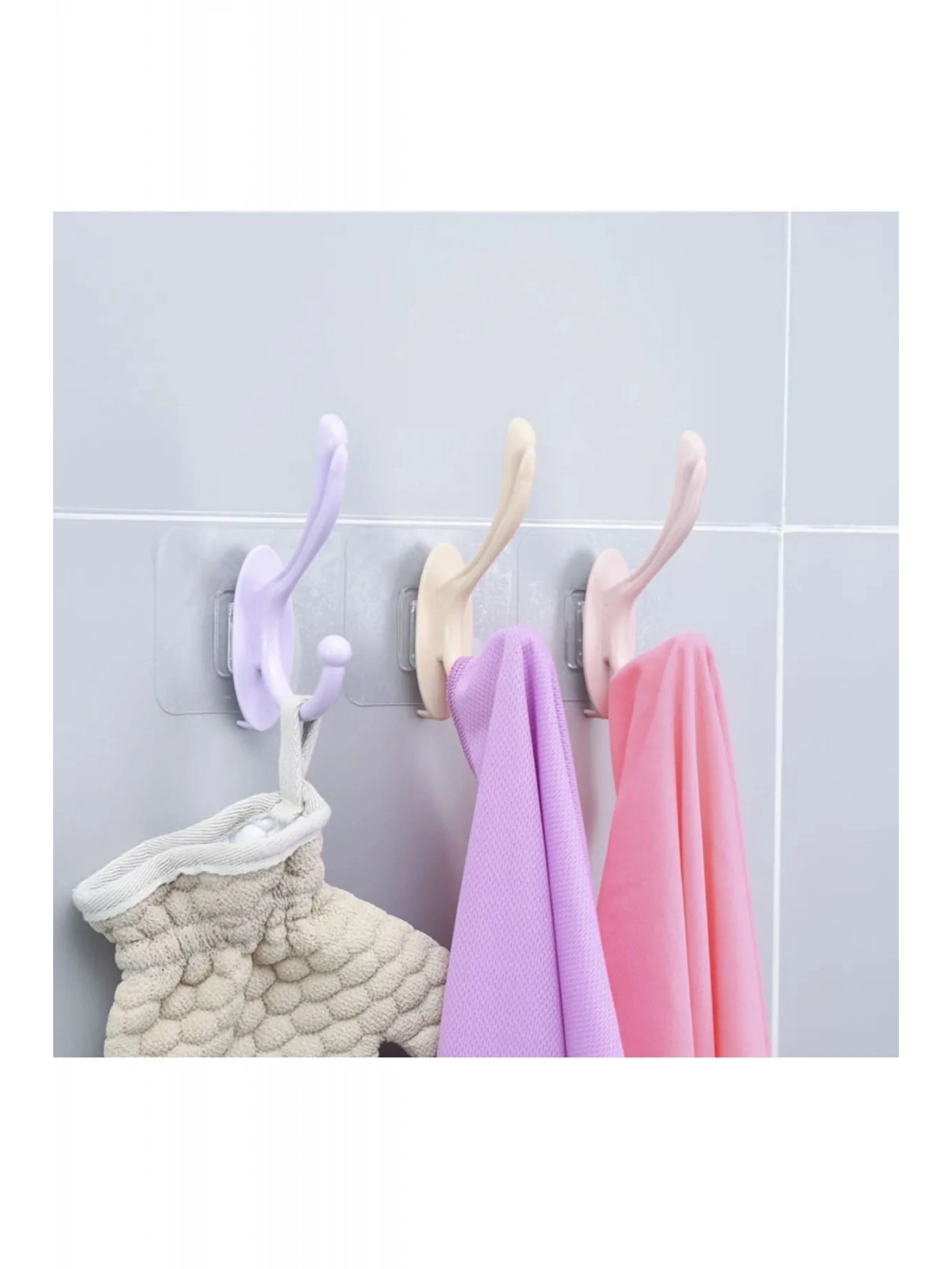 Yapışkanlı Tek Kancalı Renkli Banyo Mutfak Askısı Çok Amaçlı Bardak Fincan Askısı 3 Adet