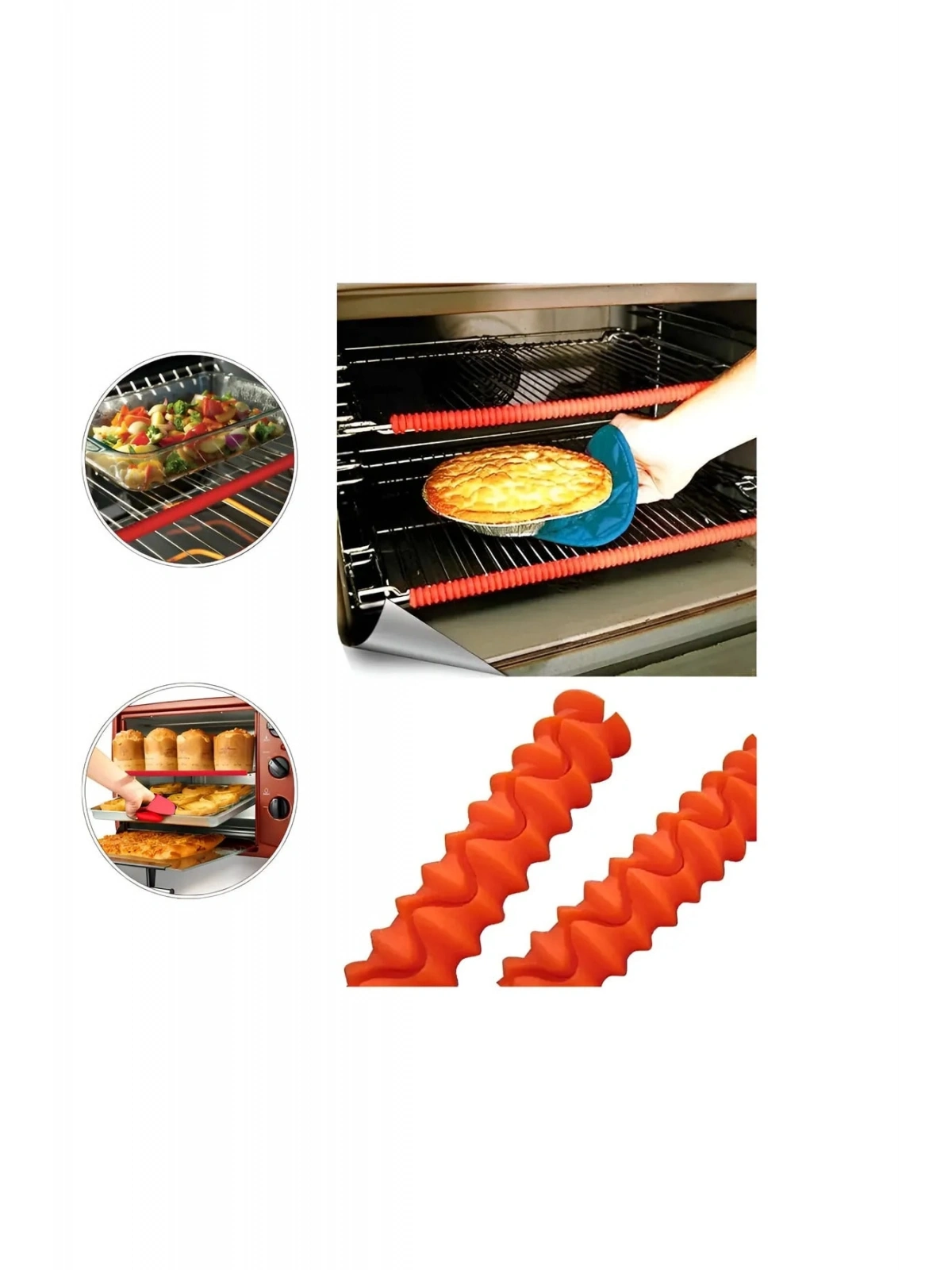 Isıya Dayanıklı Silikon Izgara Fırın Koruyucu Yanma Önleyici Kenar Koruyucu Silikon 2 Li Paket
