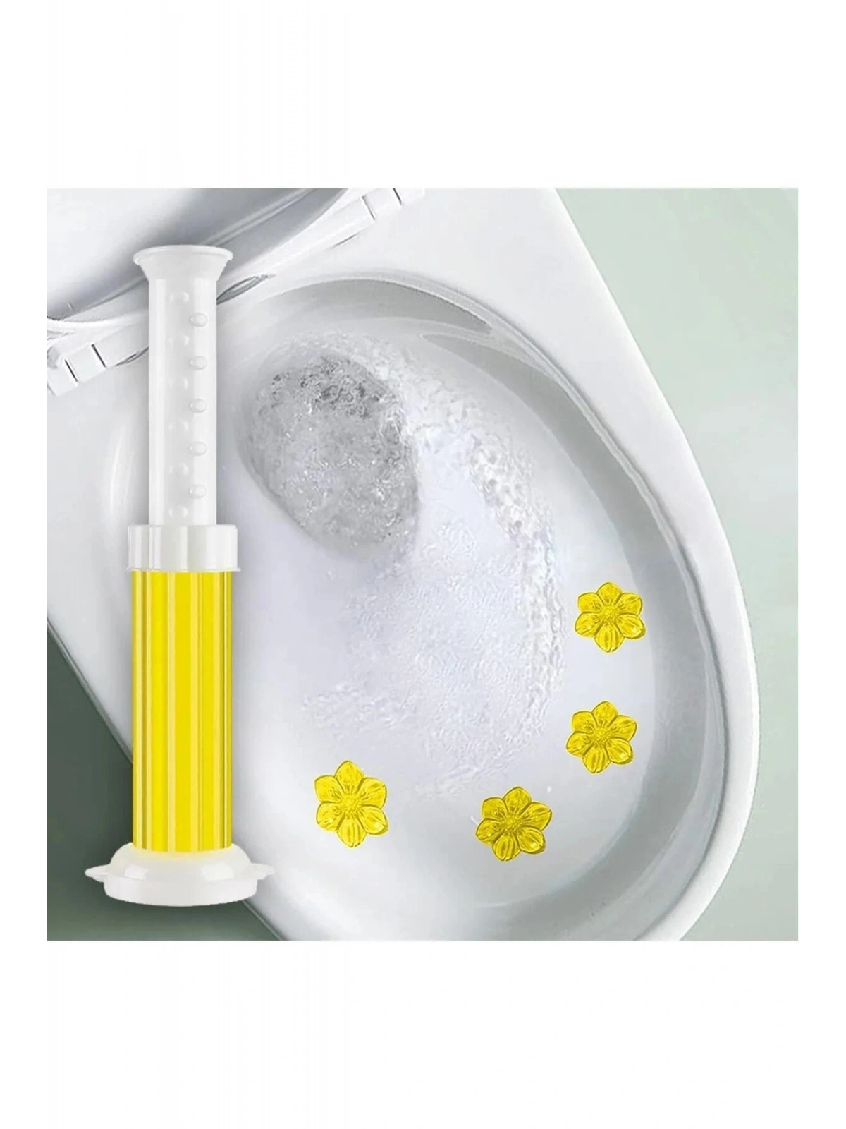 Wc Tuvalet Temizleme Jeli Klozet Jel Blok Koku Giderici Desenli Klozet Jeli Limon Sarı 1 Adet