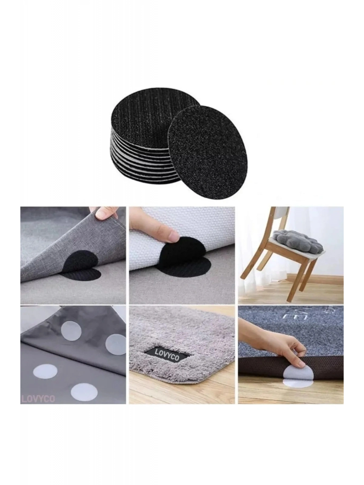 Halı Kaydırmaz Yuvarlak Bant Çarşaf,örtü Kaymasını Önleyici Cırtlı Yapışkan Bant 50 Mm Çap 10lu 1 Ad