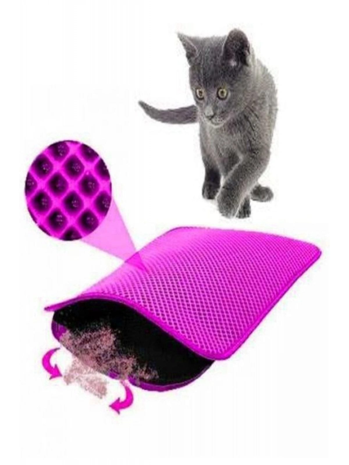 60x42 Cm Elekli Kedi Tuvalet Önü Paspası Kedi Paspası PEMBE