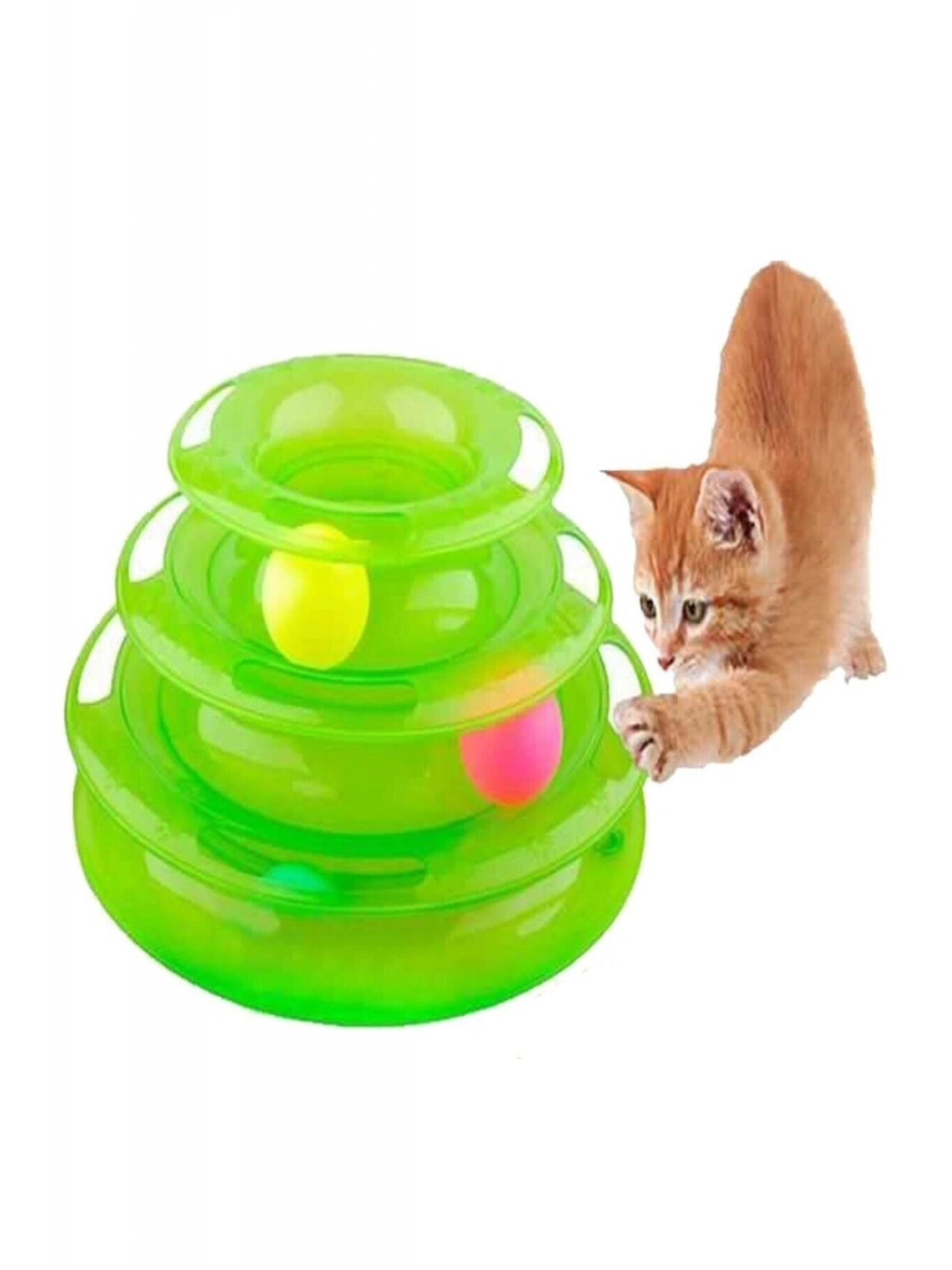 Tower Of Tracks Toplu Yuvarlak Kedi Oyuncağı Kedi Eğlencesi Yeşil