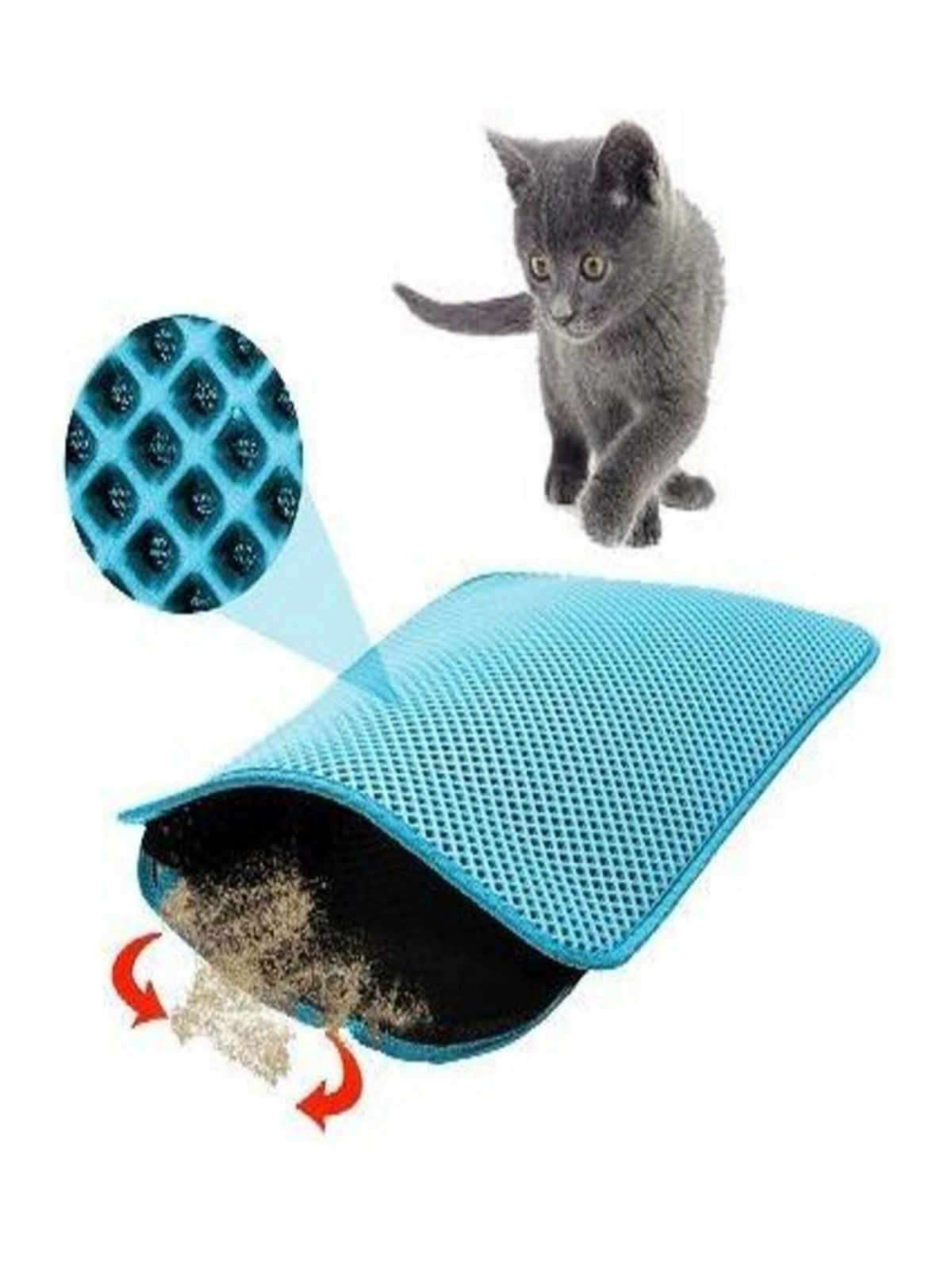 60x42 Cm Elekli Kedi Tuvalet Önü Paspası Kedi Paspası TURKUAZ