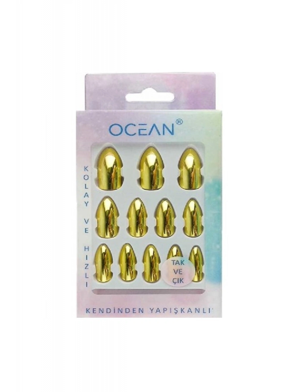 Tak Ve Çık Takma Tırnak - metalik sarı