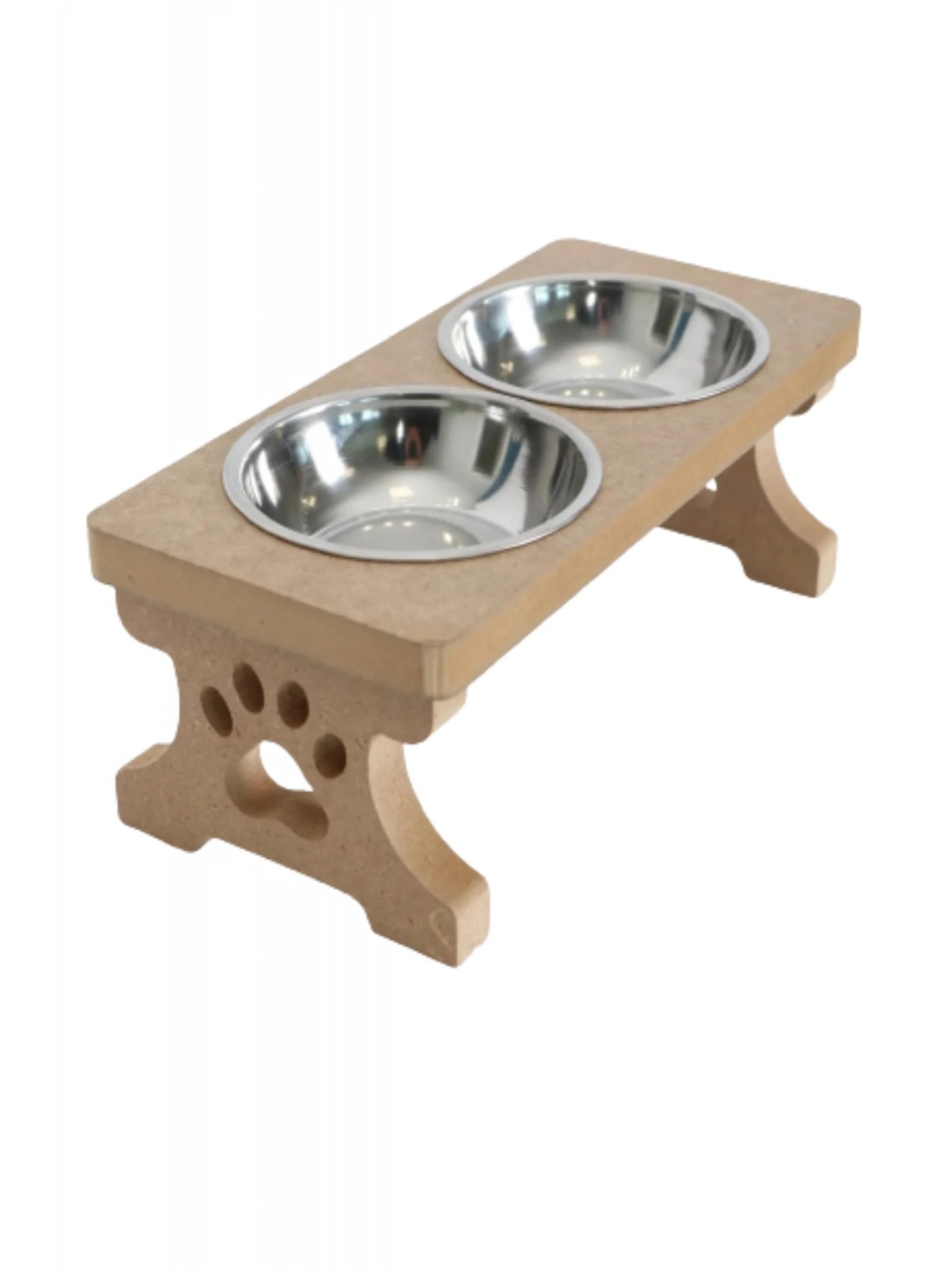 Ahşap Demonte 2 Çelik Taslı Kedi Mama Ve Su Kabı