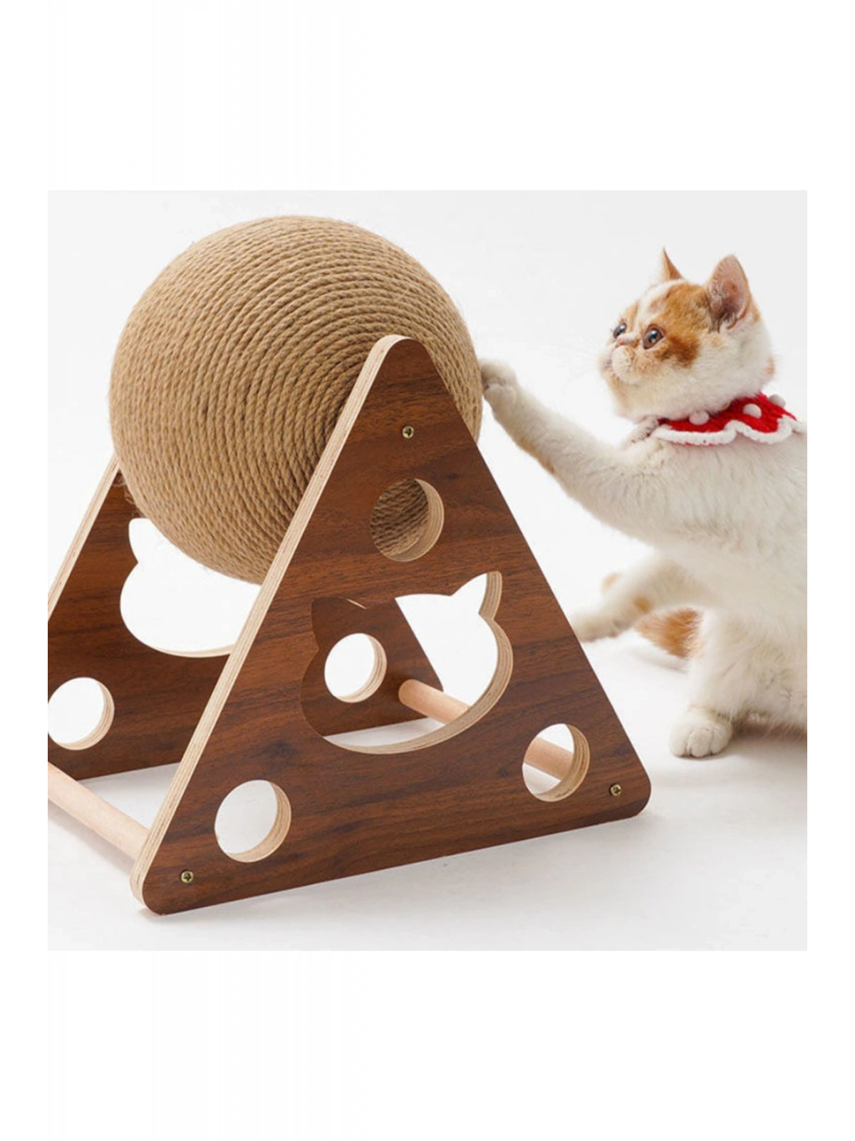 Ahşap Ipli Kedi Oyuncagi Topu Kedi Tırmalaması