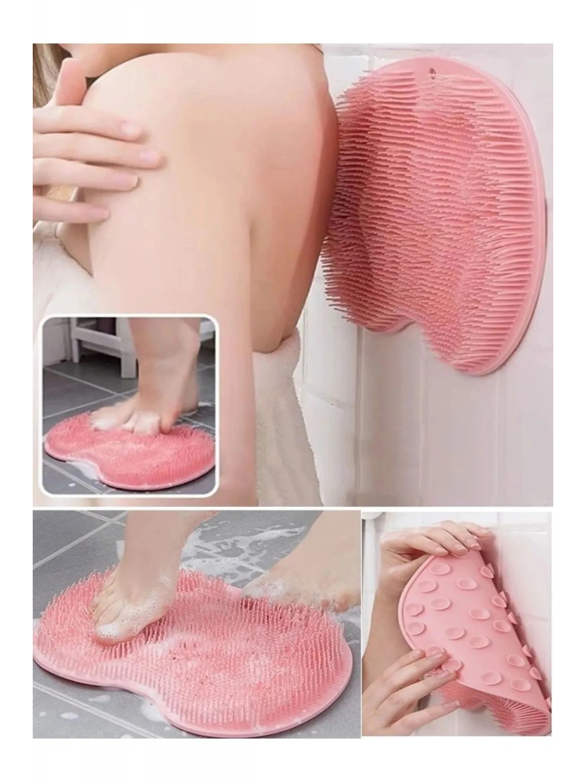 Pratik Silikon Vantuzlu Banyo Fırçası Masaj Pedi Sırt Ayak Kesesi Yıkama Aleti | Sırt Lifi Ayak Matı