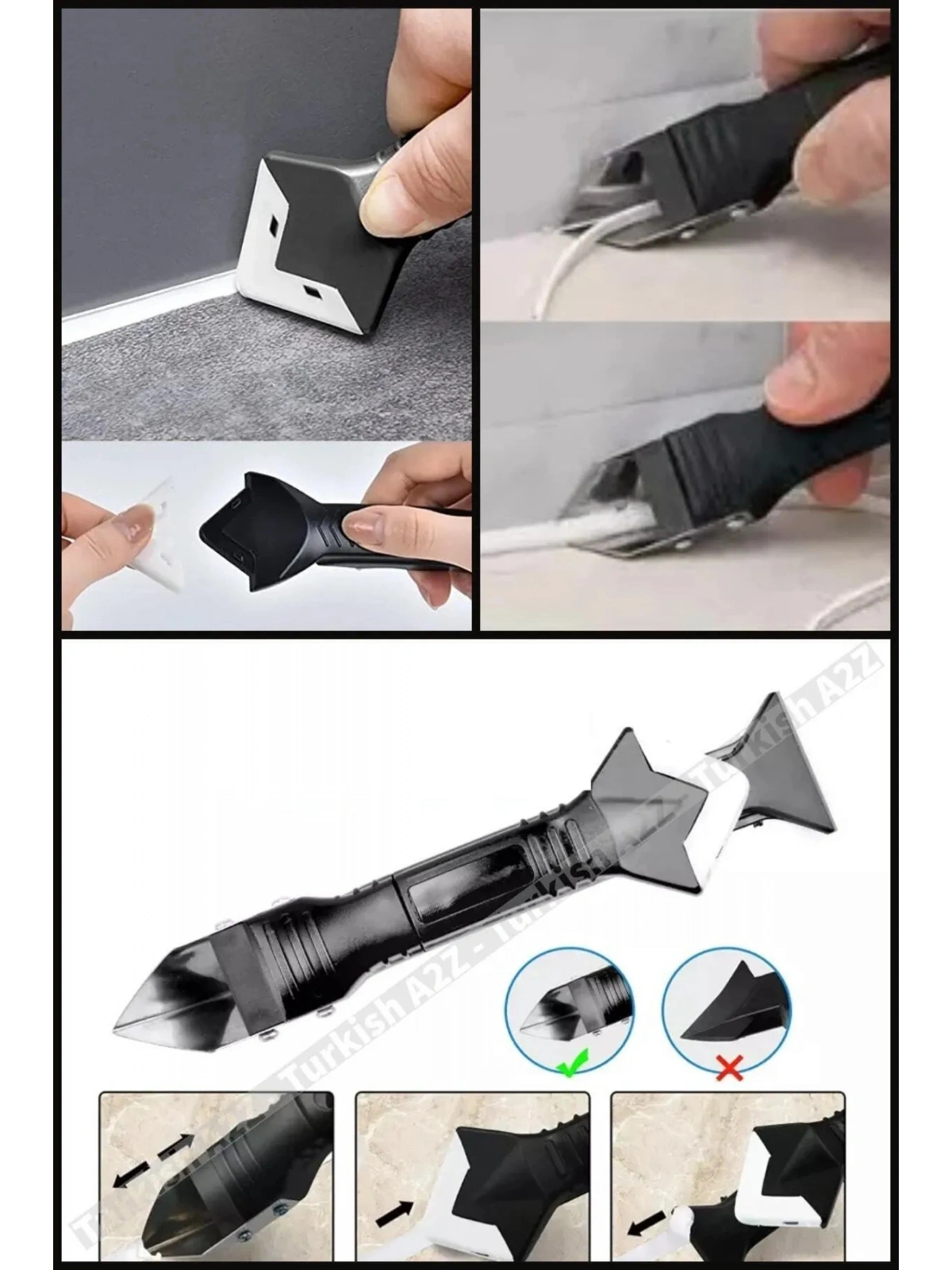 3ü 1 Arada Fayans Derz Dolgu Kazıyıcı Sıyırıcı Silikon Sökücü Ve Uygulayıcı Aparatı 1 ADET