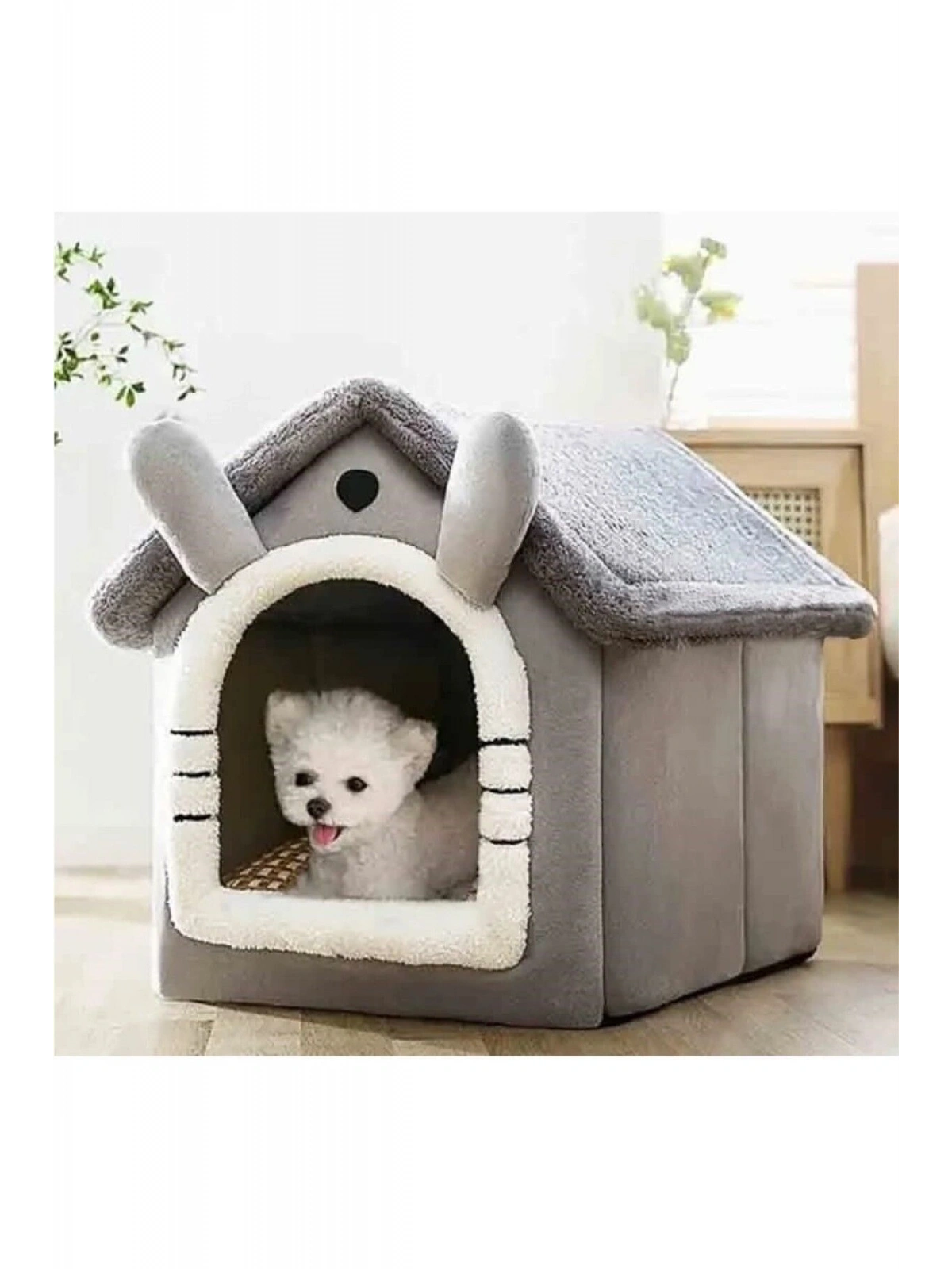 Klasik Model Kedi Evi Yumuşak Kedi Yatağı Derin Uyku Ve Kış Evi Çıkarılabilir Minder Gri