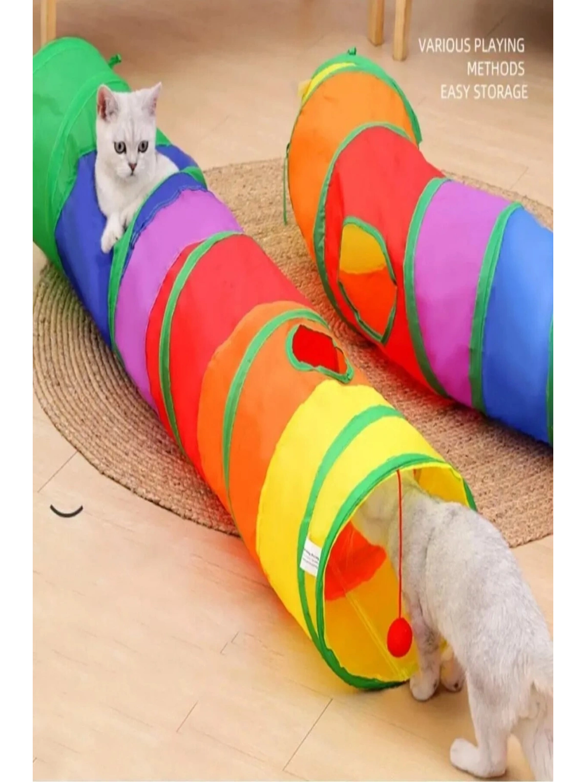 Düz Kedi Tüneli Katlanır Gökkuşağı Uzun Düz Kedi Köpek Oyun Tüneli Evcil Hayvan Oyun Tüneli