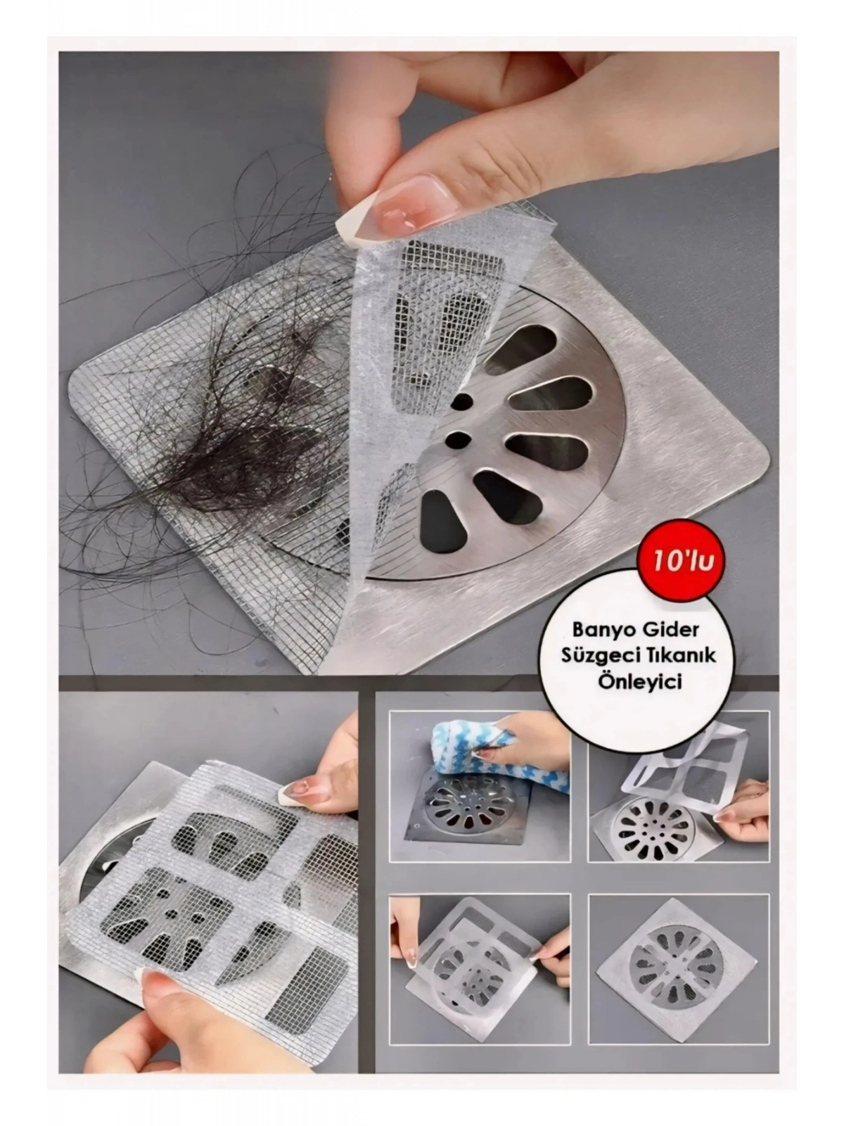 10 Adet Banyo Gider Süzgeci Saç Yakalayıcı Süzgeç Banyo Duş Gider Tıkanık Önleyici Süzgeç