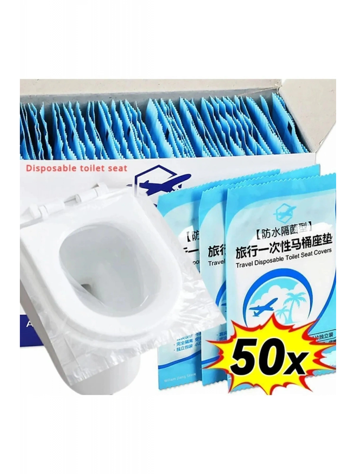 50 Adet Tek Kullanımlık Klozet Örtüsü Klozet Poşeti Klozet Kapak Örtüsü Dispenseri