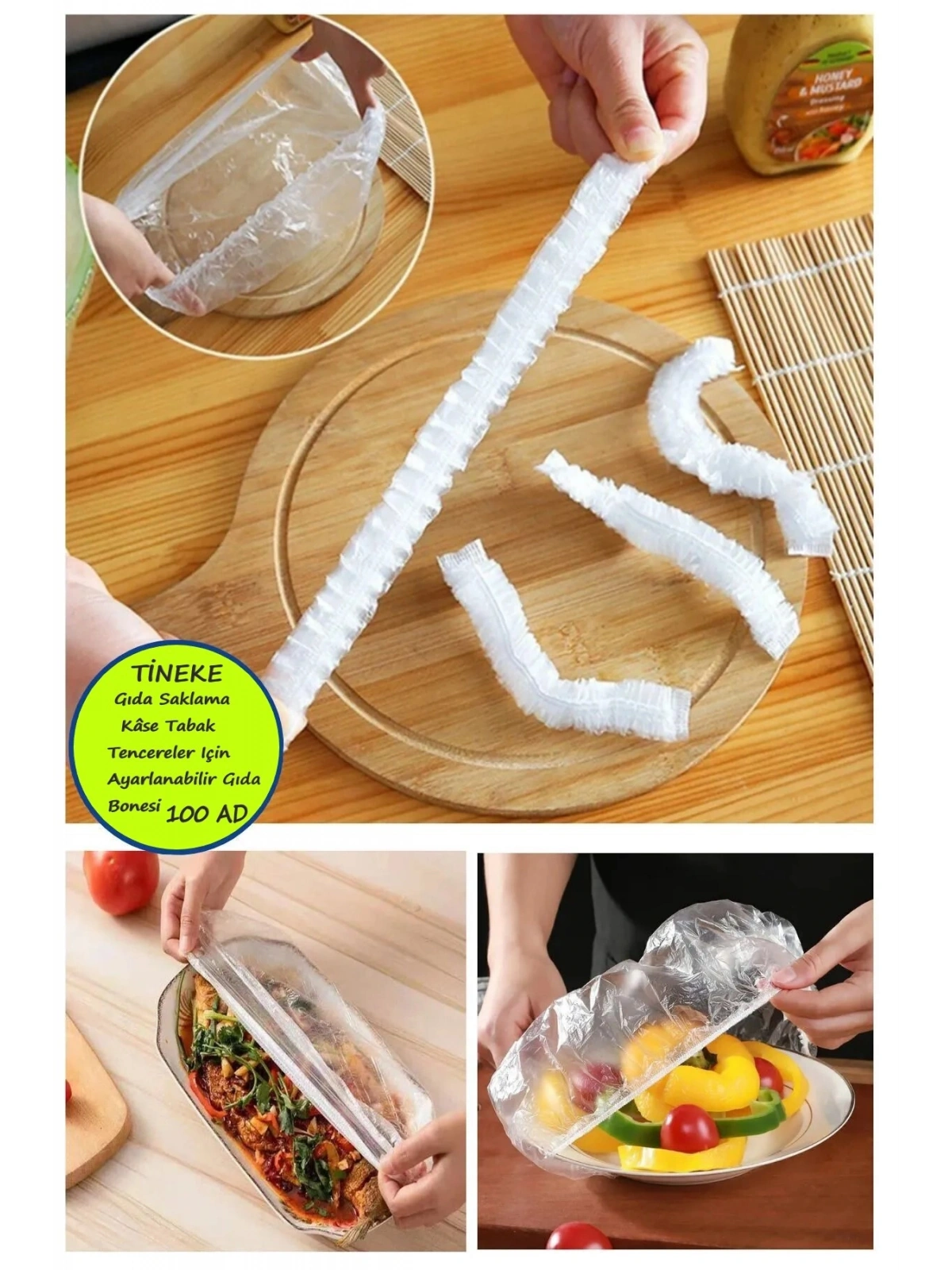100 Adet Yeniden Kullanılabilir Gıda Saklama Kâse Tabak Tencereler Için Ayarlanabilir Gıda Bonesi