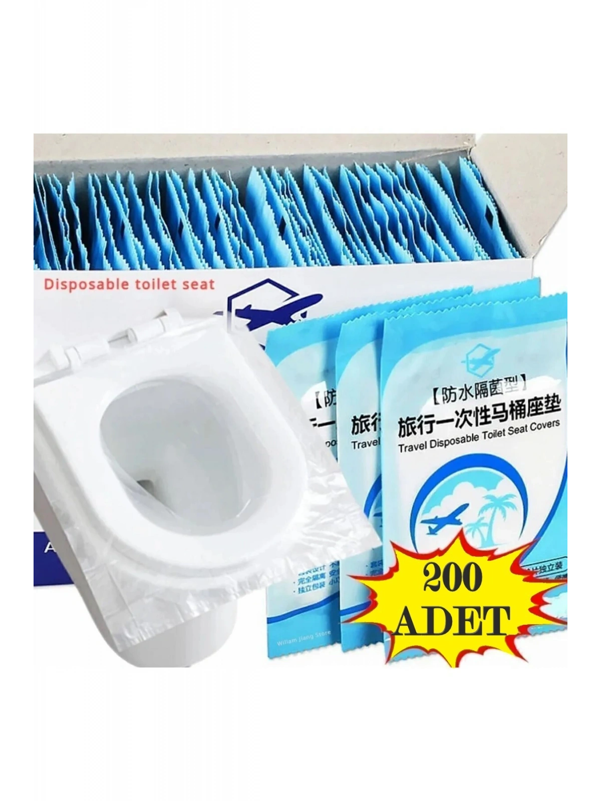 200 Adet Tek Kullanımlık Klozet Örtüsü Klozet Poşeti Klozet Kapak Örtüsü Dispenseri