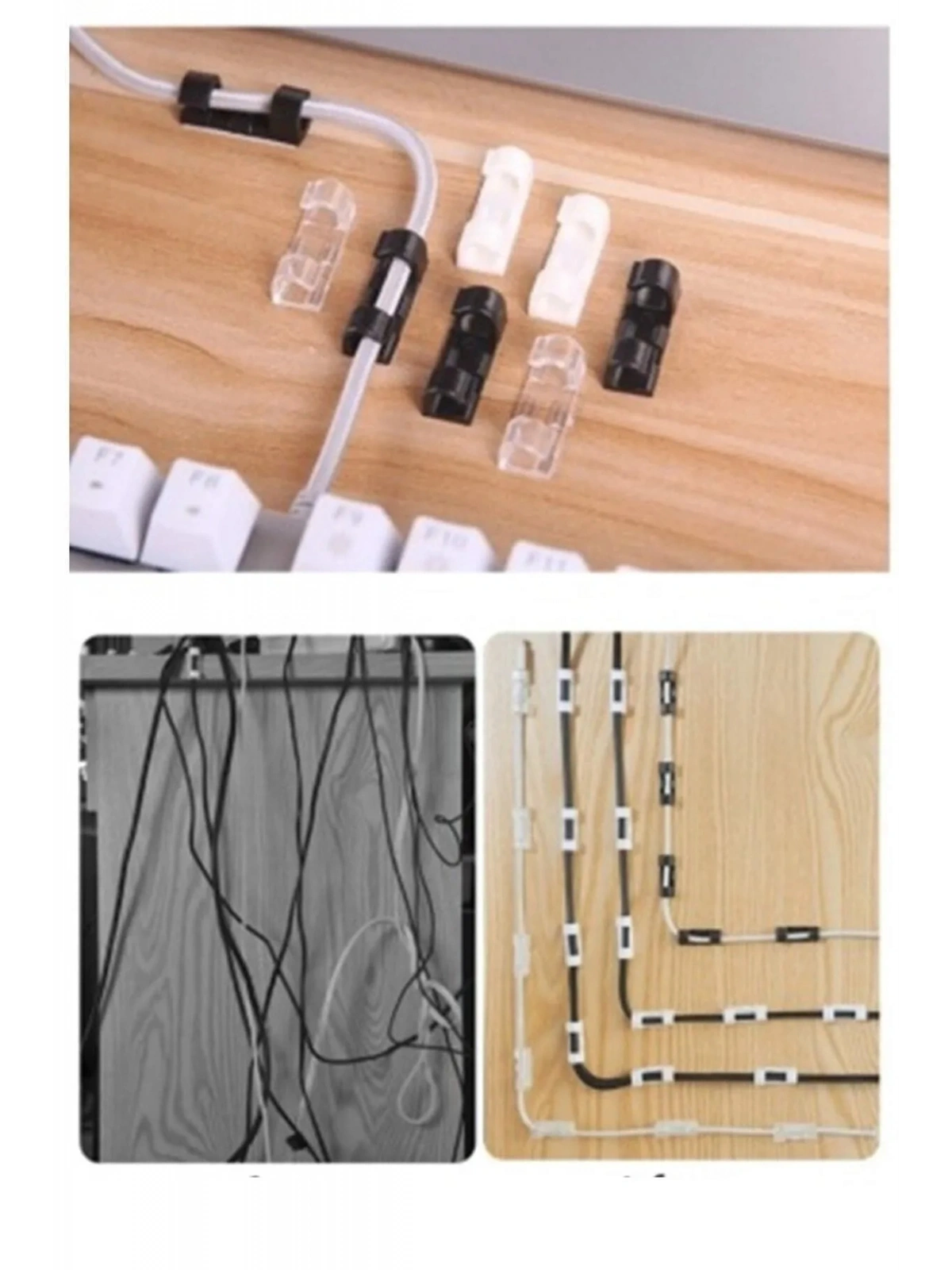 Kablo Düzenleyici Klipsler  Sabitleyici Duvar Fayans Cam Kablo Tutucu Yapışkanlı   20 Adet