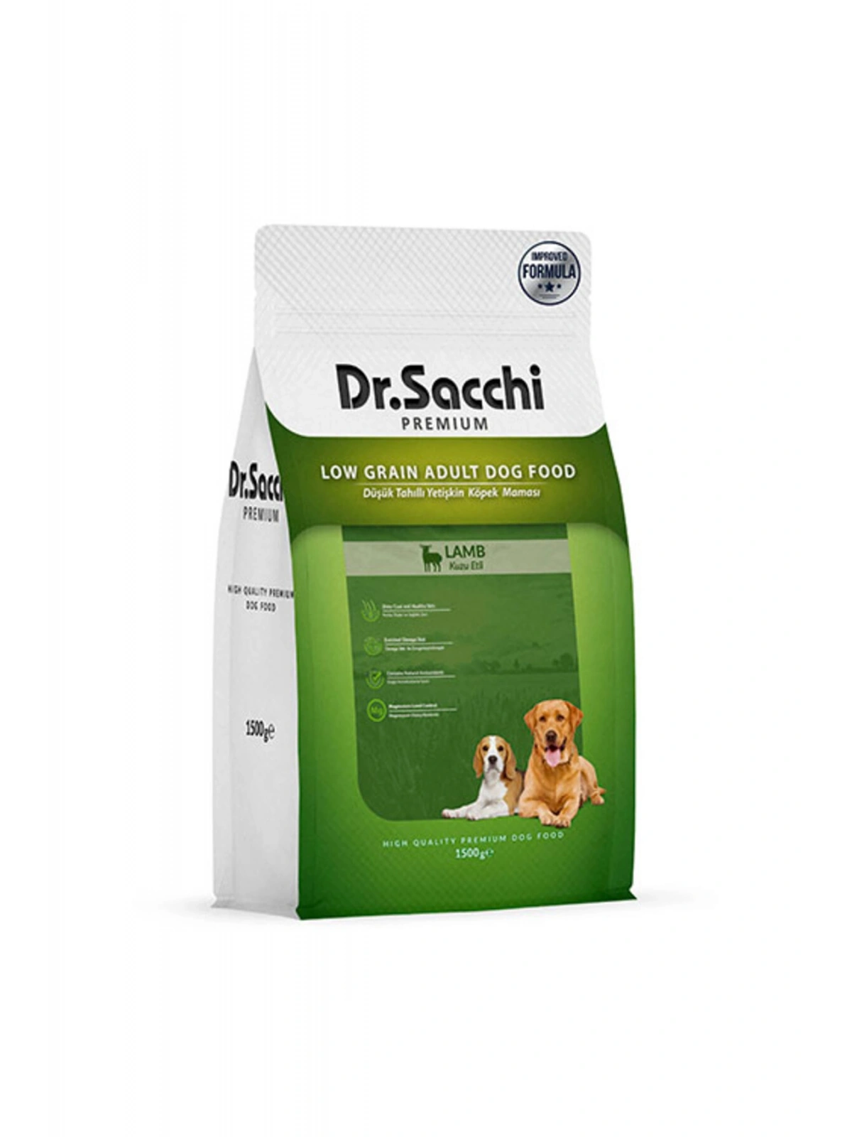 Dr.Sacchi Premium Kuzu Etli Düşük Tahıllı Yetişkin Köpek Maması 1,5 Kg
