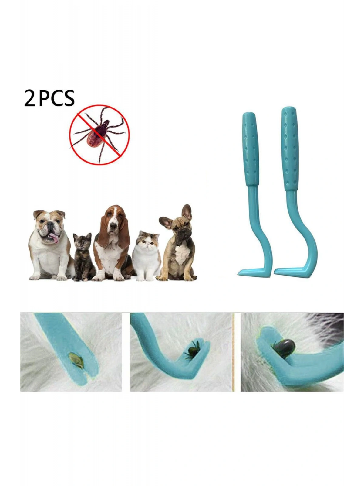 Evcil Hayvanlar İçin Etkili ve Kolay Kullanım Sunan 2 Adet Kene Çıkarıcı Kanca