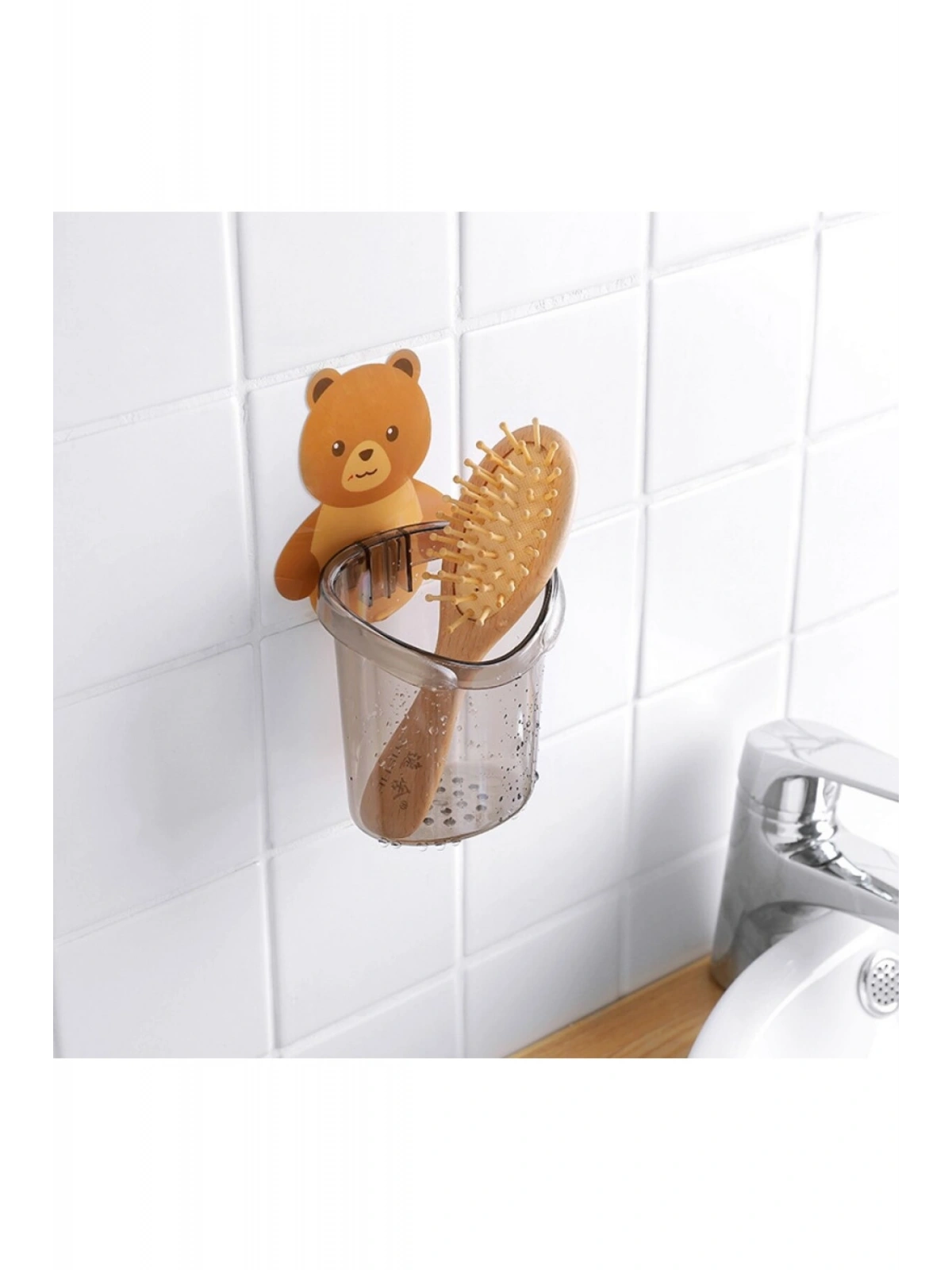 Ayıcık  Diş Fırçası fincanı Tutucu Diş Macunu Depolama rafı Standı Kendinden Yapışkanlı 1 ADET