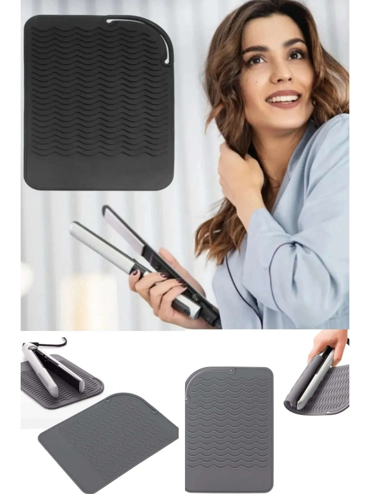 Saç Maşası Isıya Dayanıklı Silikon Mat Çok Fonksiyonlu Kaymaz Düz Silikon Isıya Dayanıklı Mat